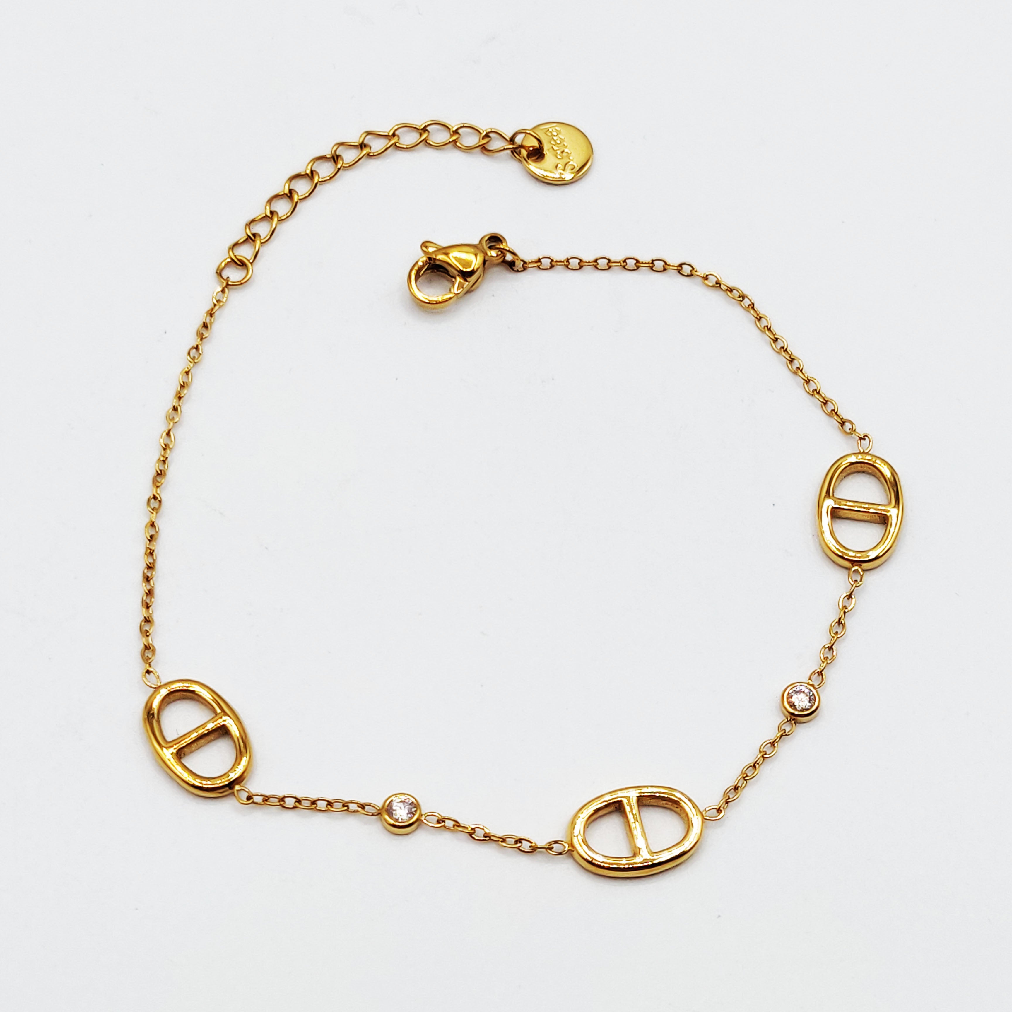 Bracelet Multi H Luxe et Cristaux Ronds Descendant
