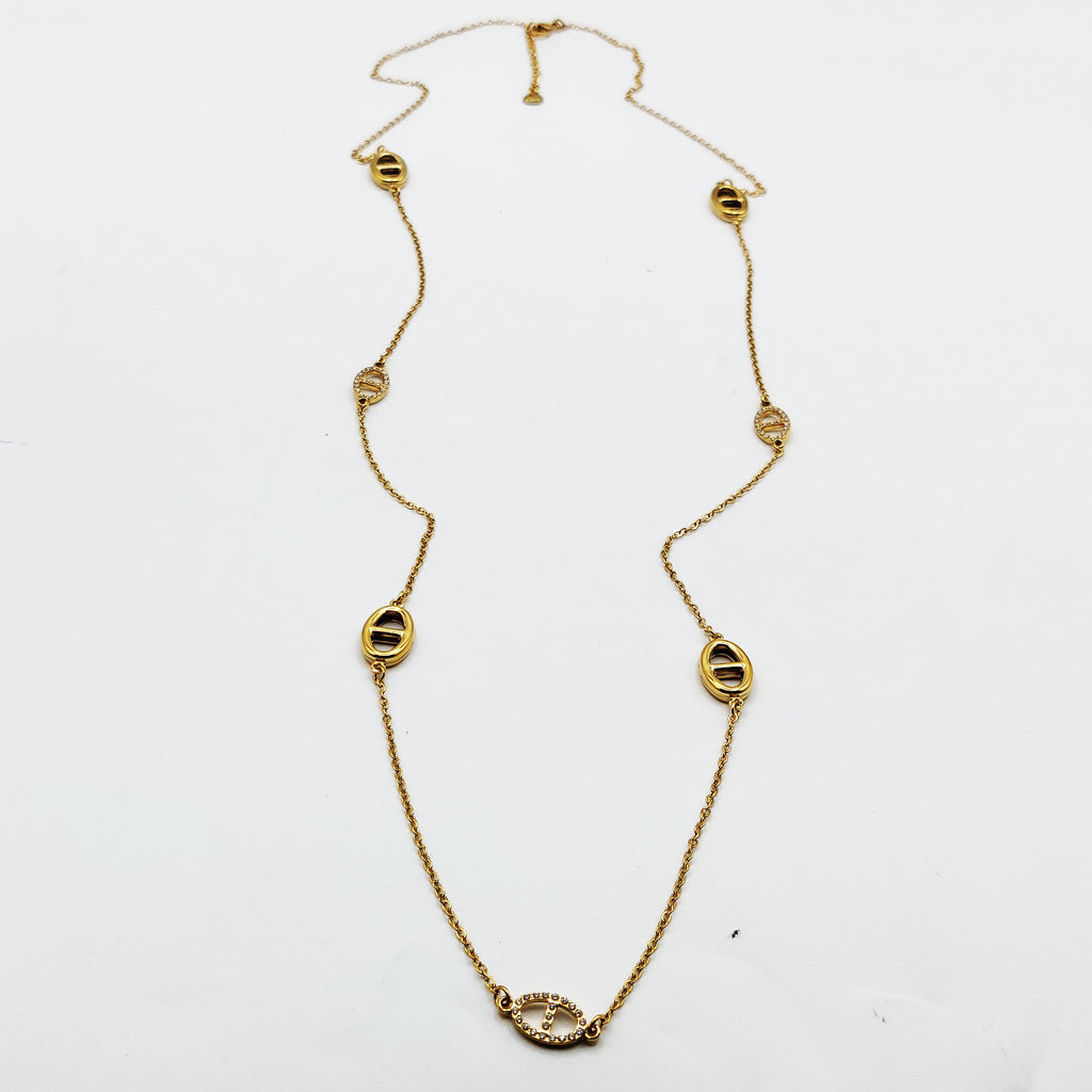 Collier / Sautoir Multi H Luxe Dorés et Cristaux