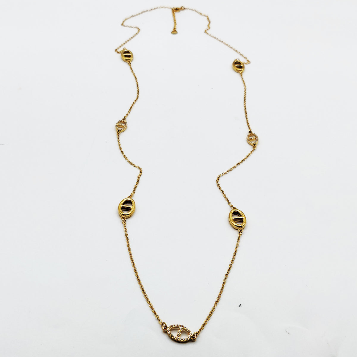 Collier / Sautoir Multi H Luxe Dorés et Cristaux