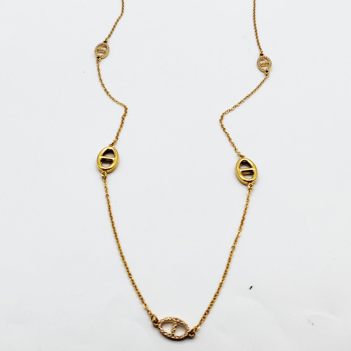 Collier / Sautoir Multi H Luxe Dorés et Cristaux