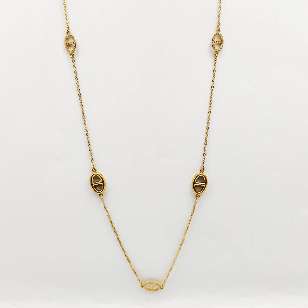 Collier / Sautoir Multi H Luxe Dorés et Cristaux