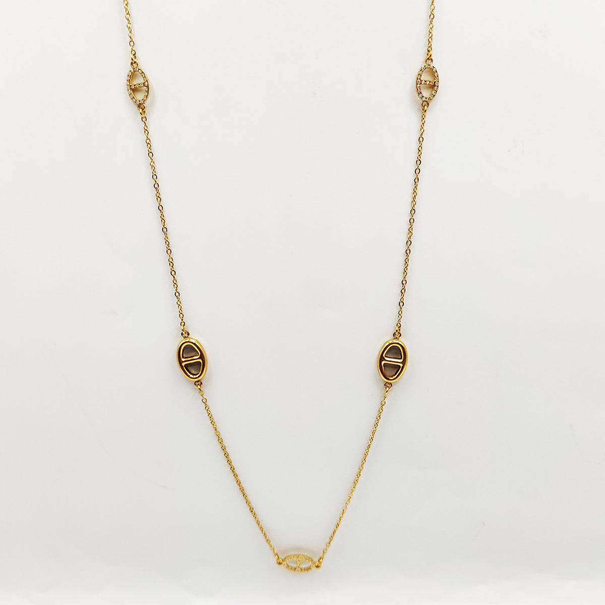 Collier / Sautoir Multi H Luxe Dorés et Cristaux