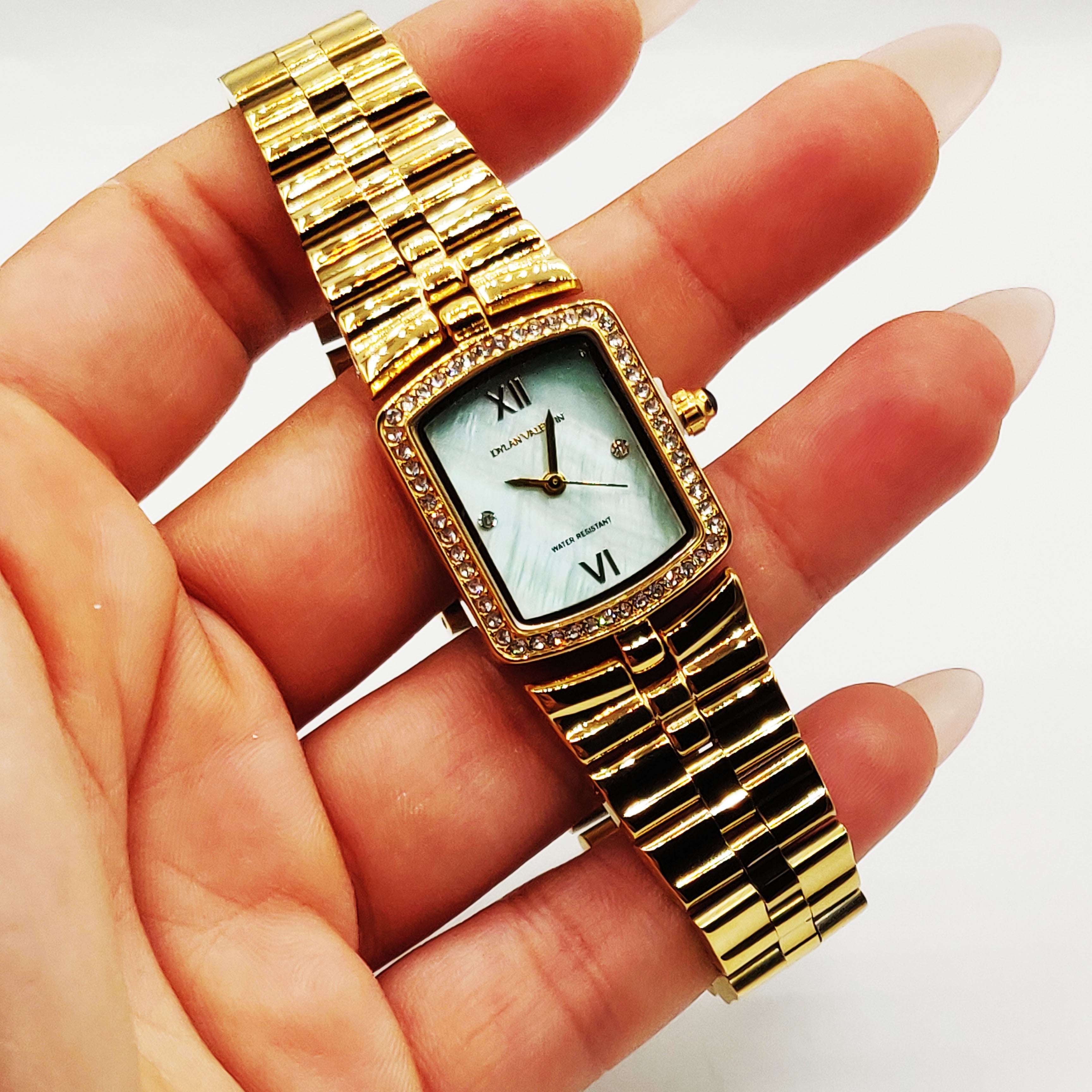 Montre Dylan Valentin DV115128 Fond Bleu Bracelet Doré