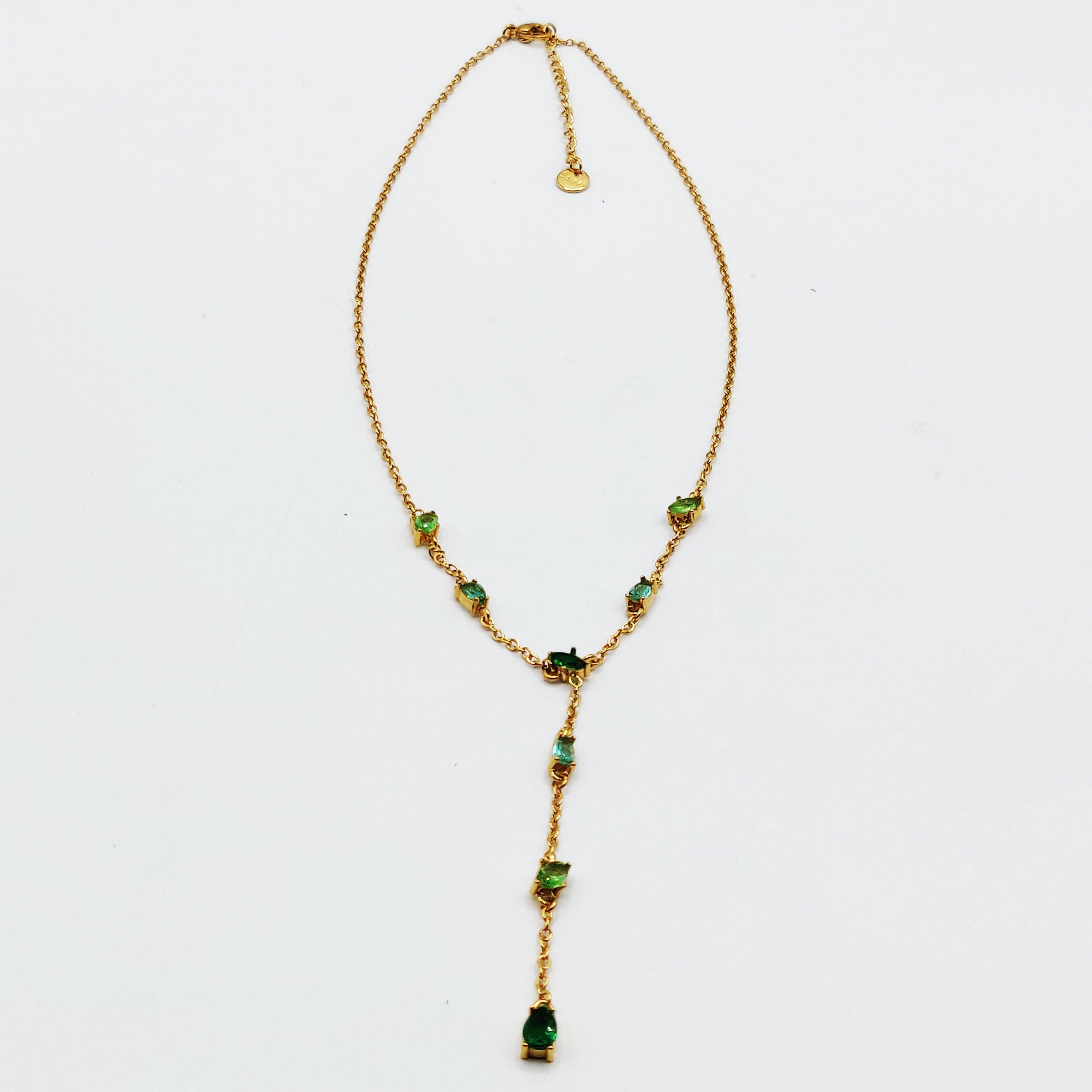 Collier Multi Cristaux Gouttes Vertes Luxe Descendant