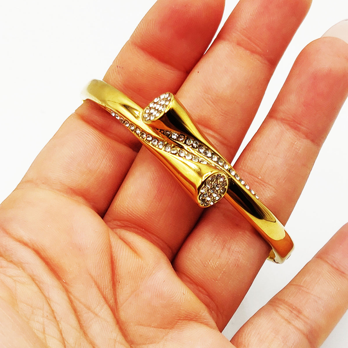 Bracelet Rigide Tube Cristaux Luxe