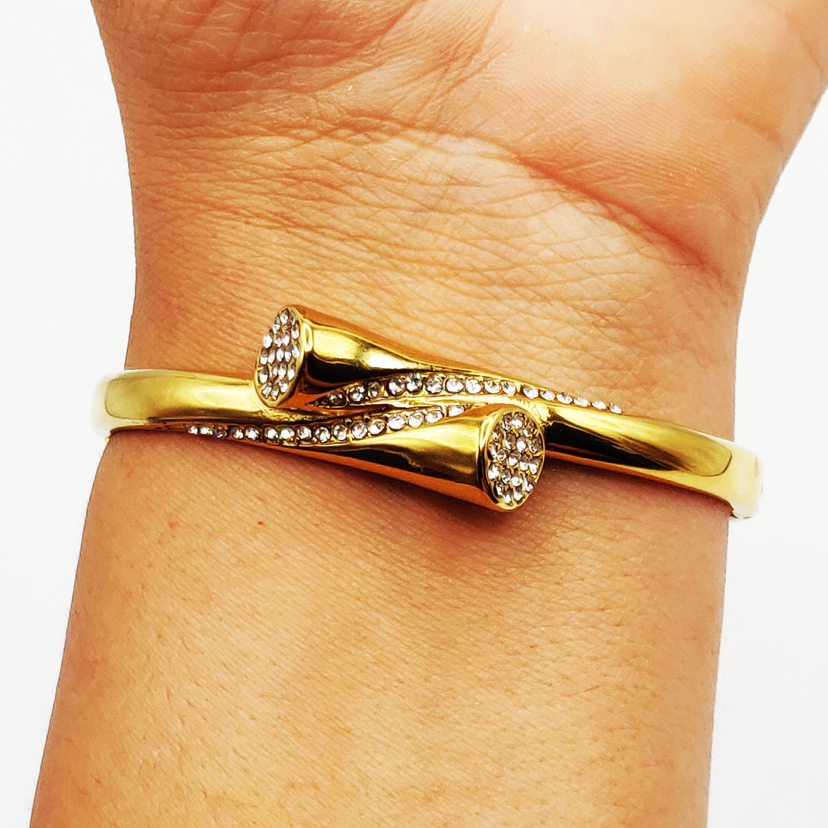 Bracelet Rigide Tube Cristaux Luxe