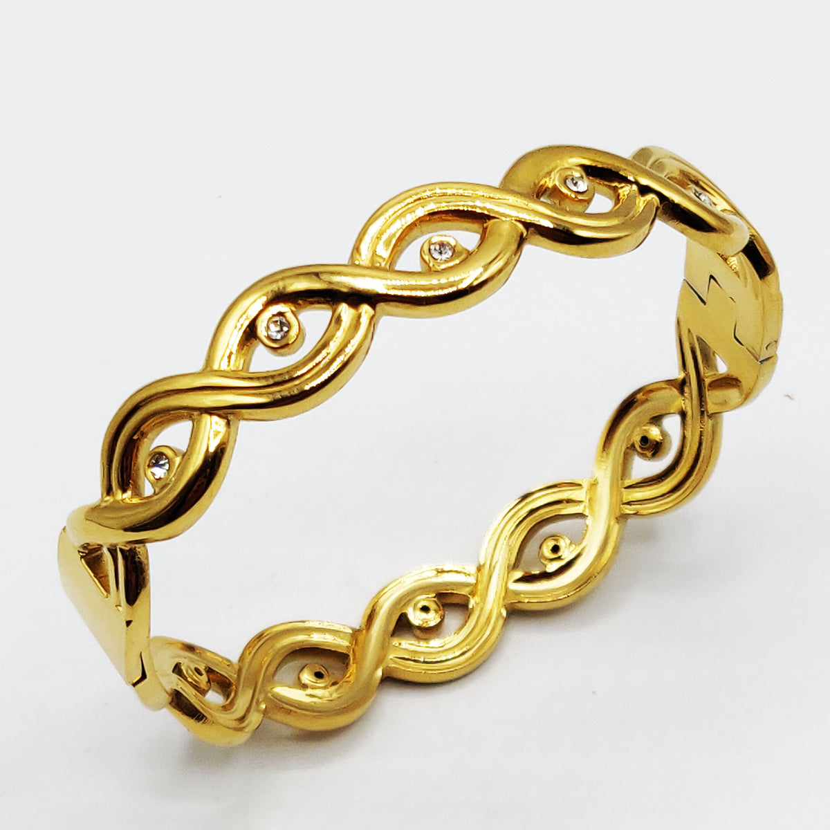 Bracelet Rigide Infinity Cristaux Ronds Luxe