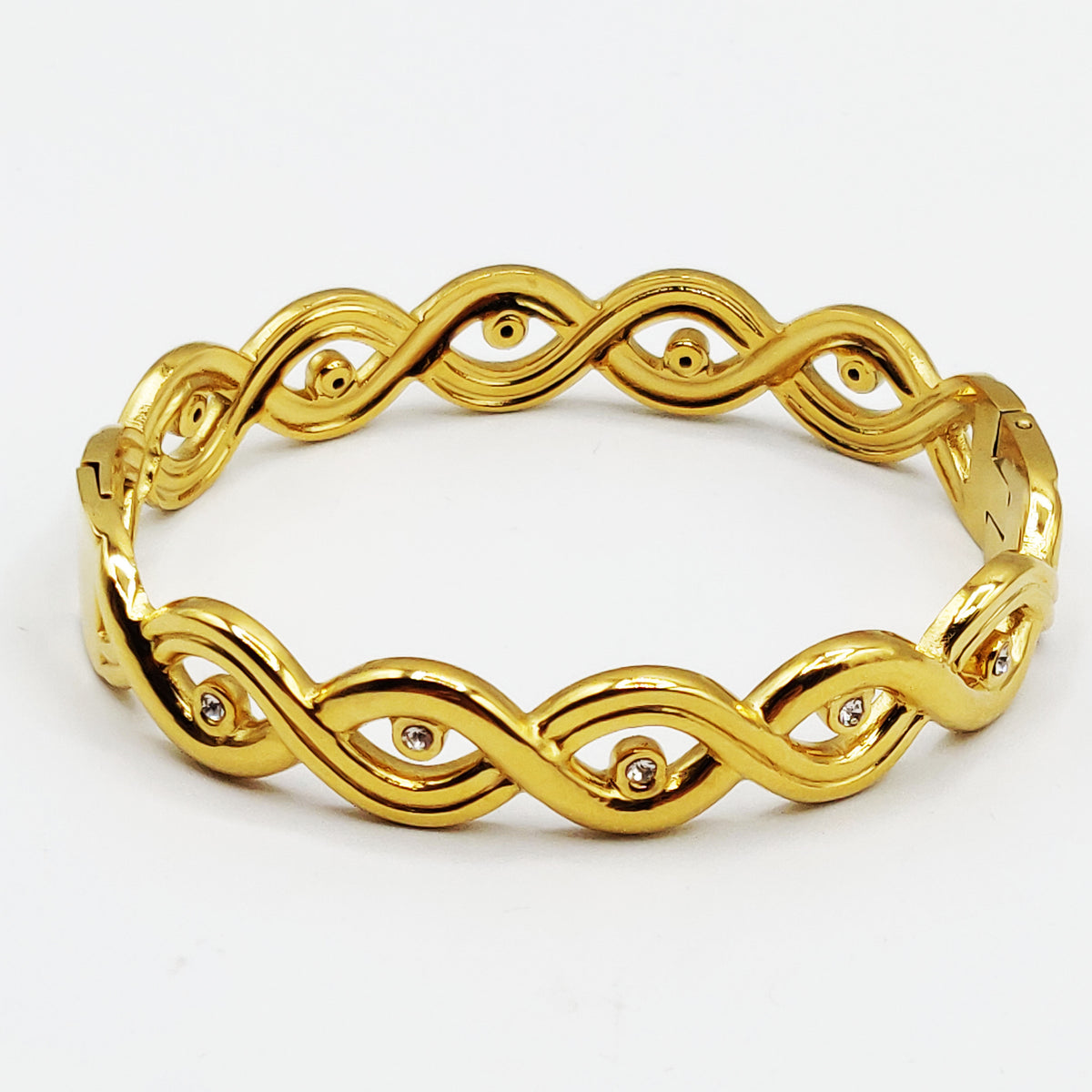 Bracelet Rigide Infinity Cristaux Ronds Luxe