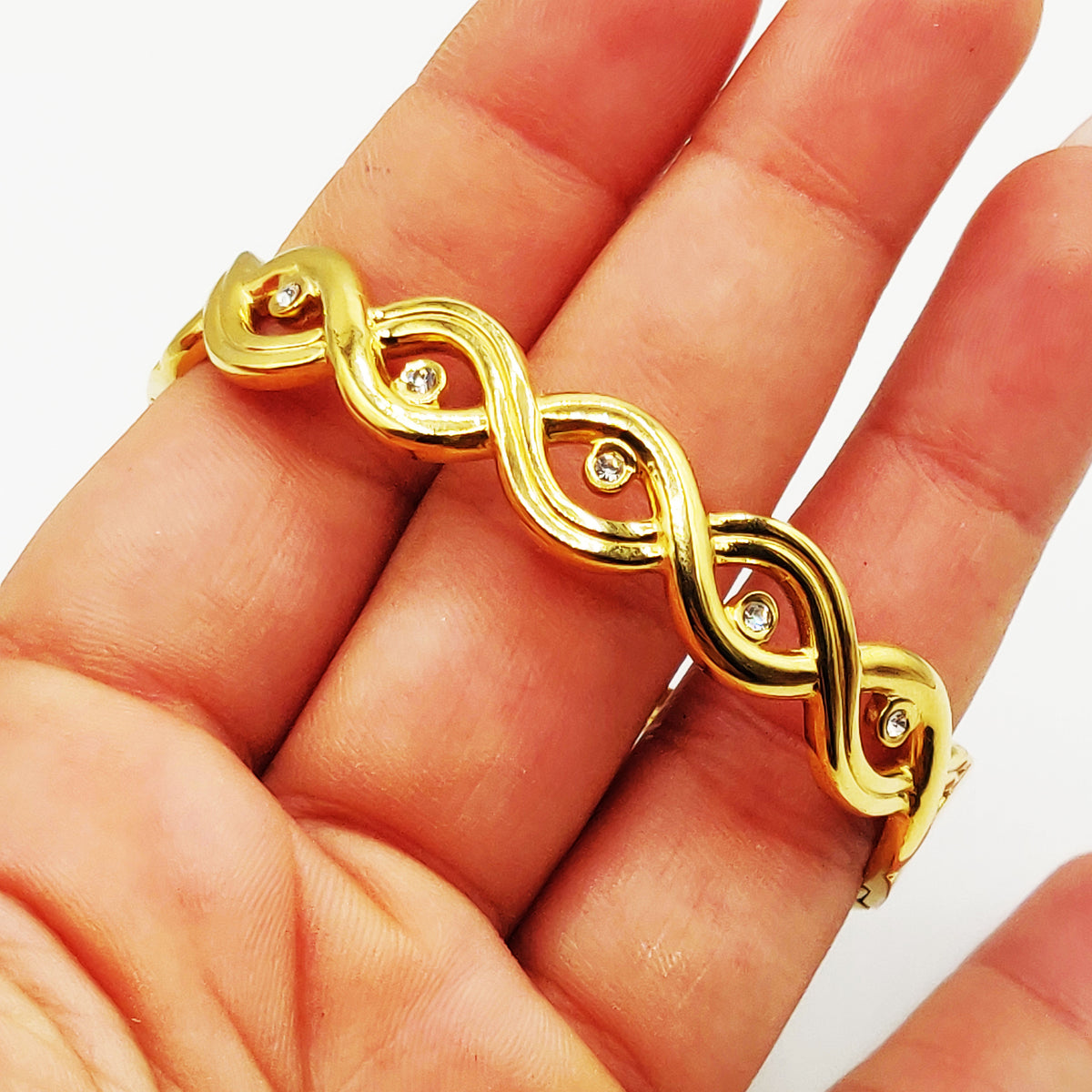 Bracelet Rigide Infinity Cristaux Ronds Luxe