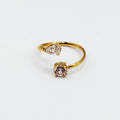 Bague 2 Cristaux Rond et Goutte
