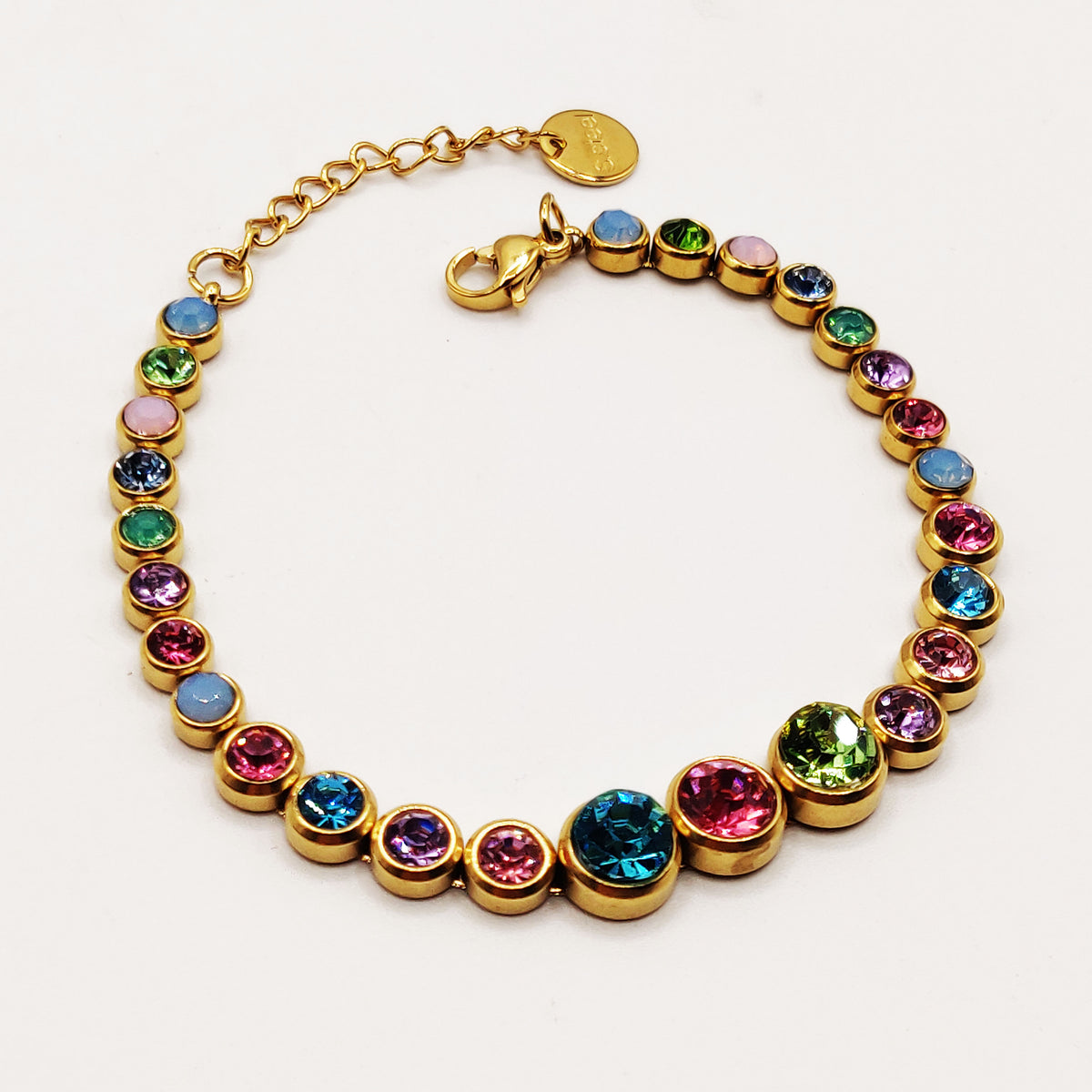 Bracelet Multi Cristaux Ronds Multicolores Luxe