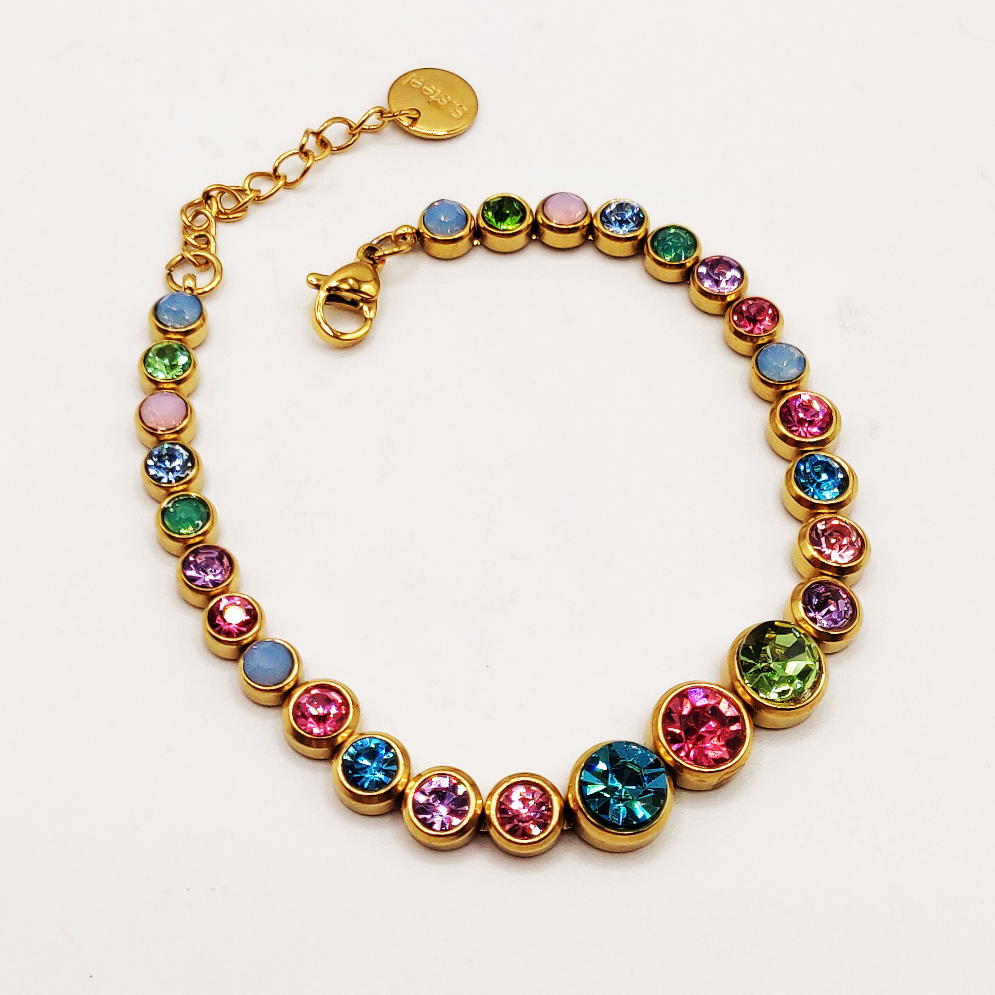 Bracelet Multi Cristaux Ronds Multicolores Luxe