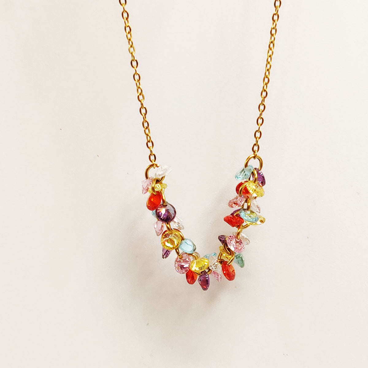 Collier Ligne de Cristaux Multicolores Luxe