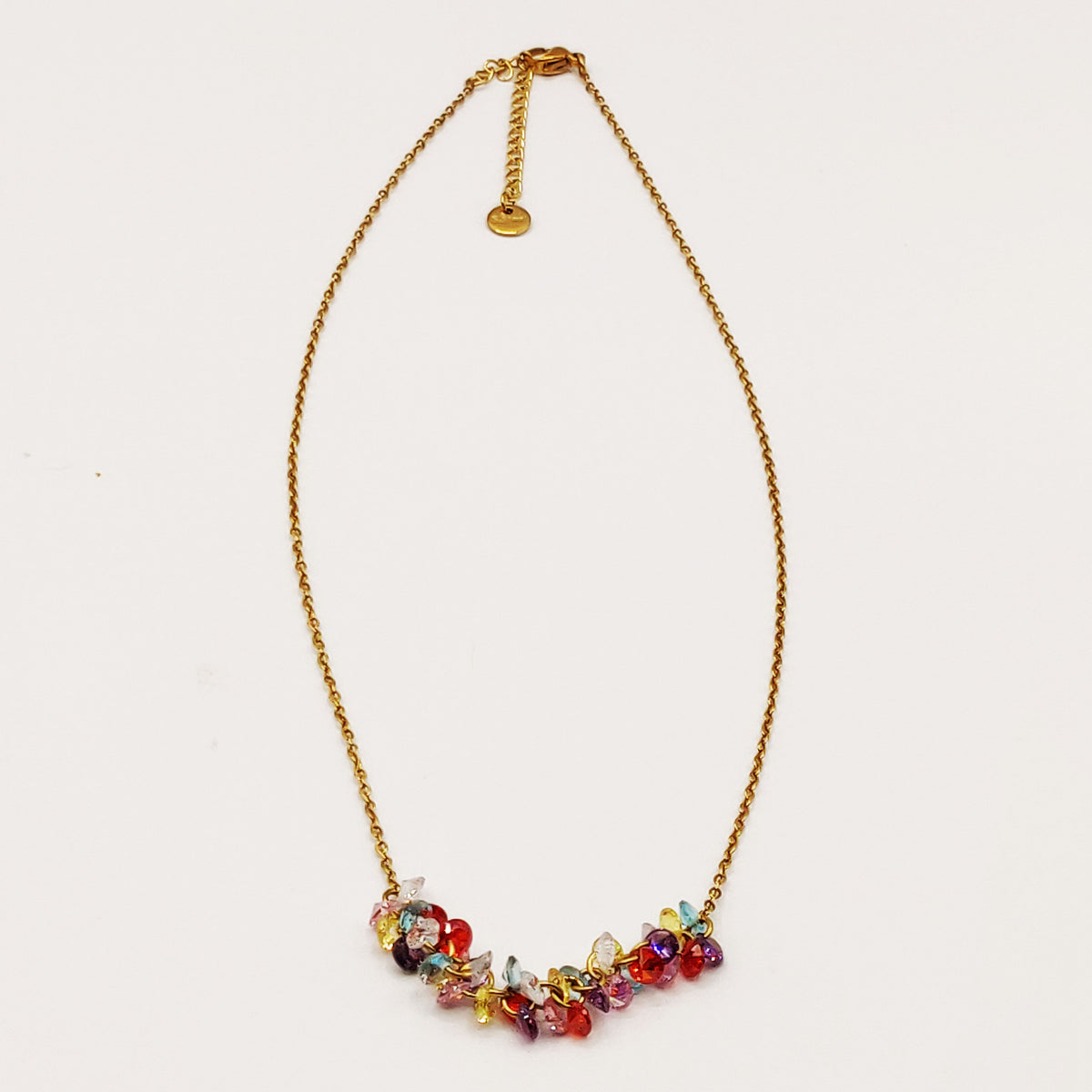 Collier Ligne de Cristaux Multicolores Luxe