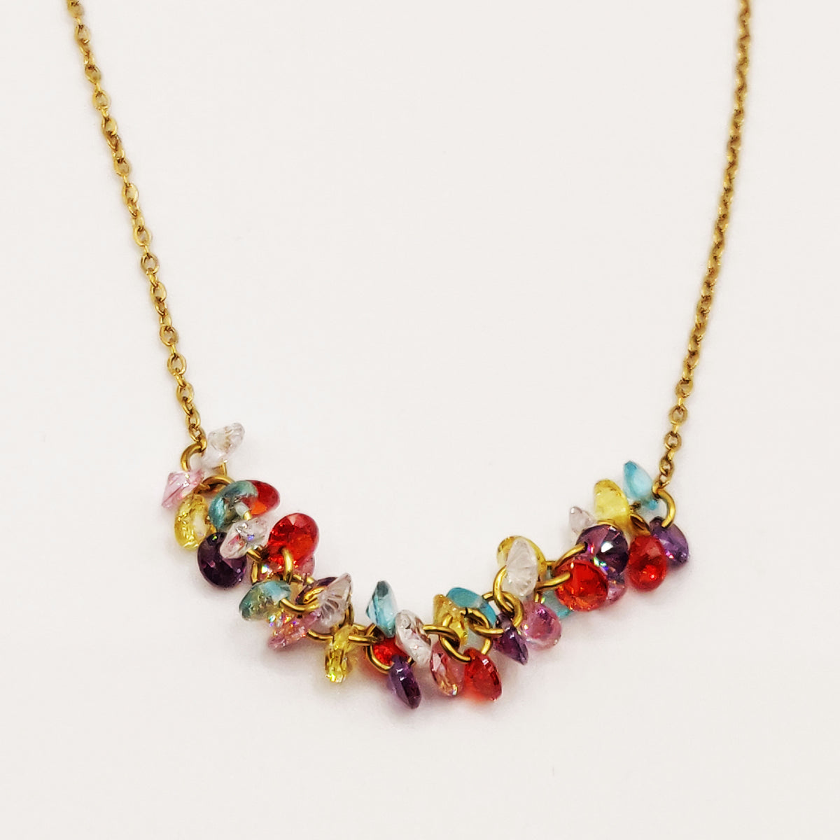Collier Ligne de Cristaux Multicolores Luxe