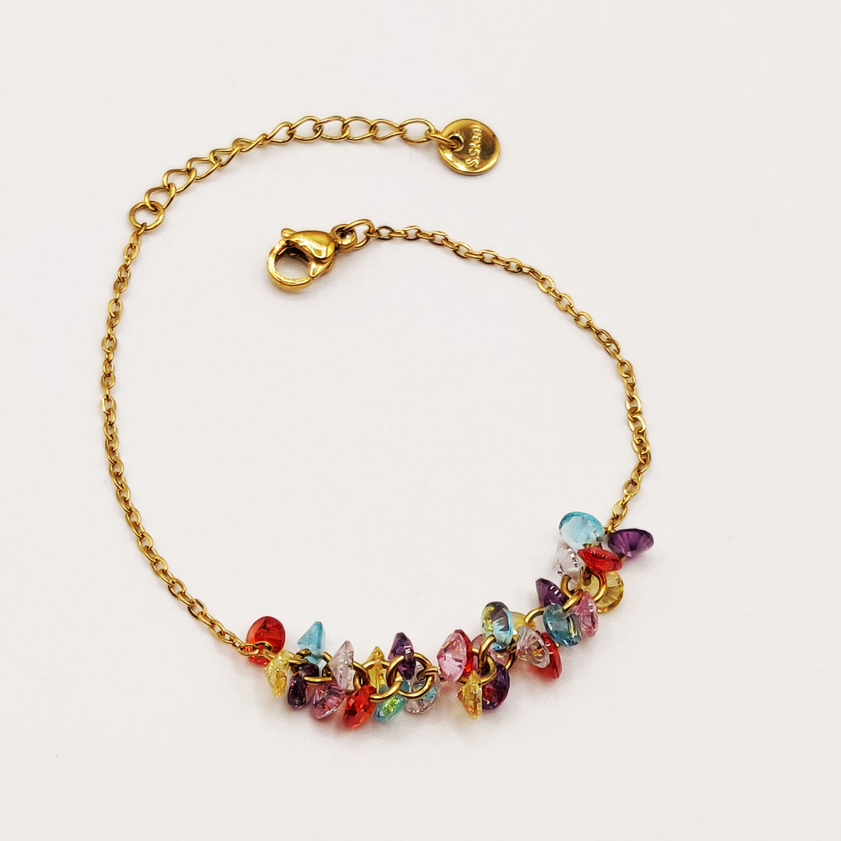Bracelet Ligne de Cristaux Multicolores Luxe