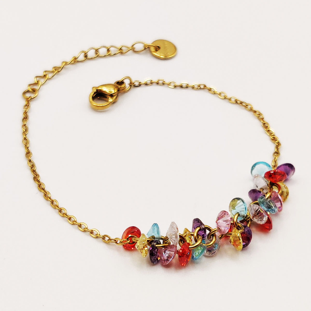 Bracelet Ligne de Cristaux Multicolores Luxe