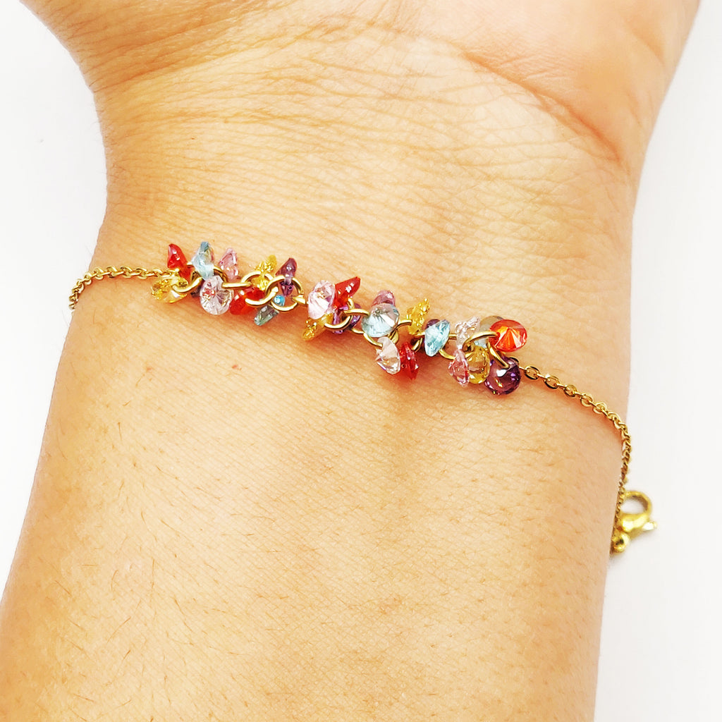 Bracelet Ligne de Cristaux Multicolores Luxe
