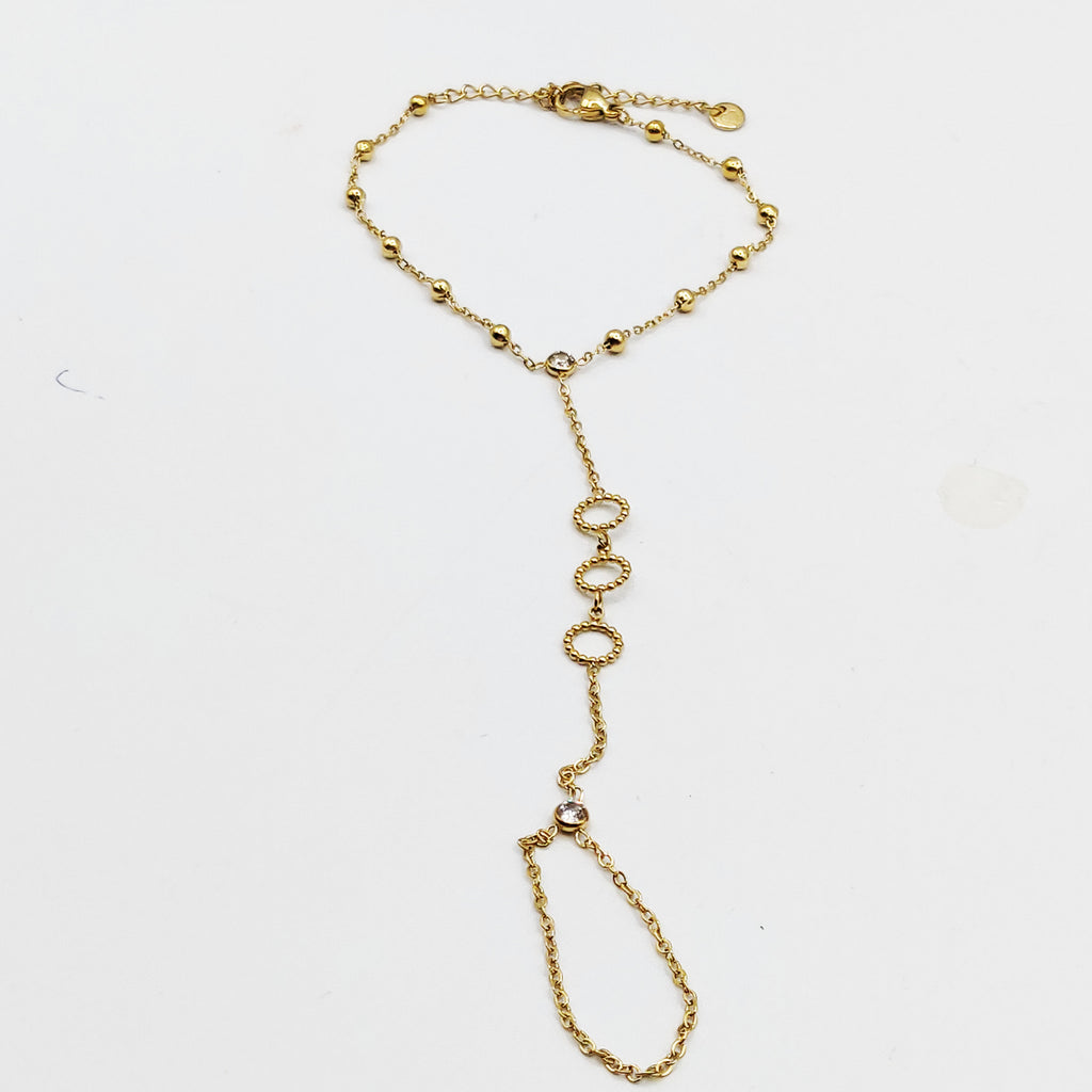 Bracelet / Chaîne de Main Cercles de Perles d'imitation et Perles d'imitation Dorées Luxe