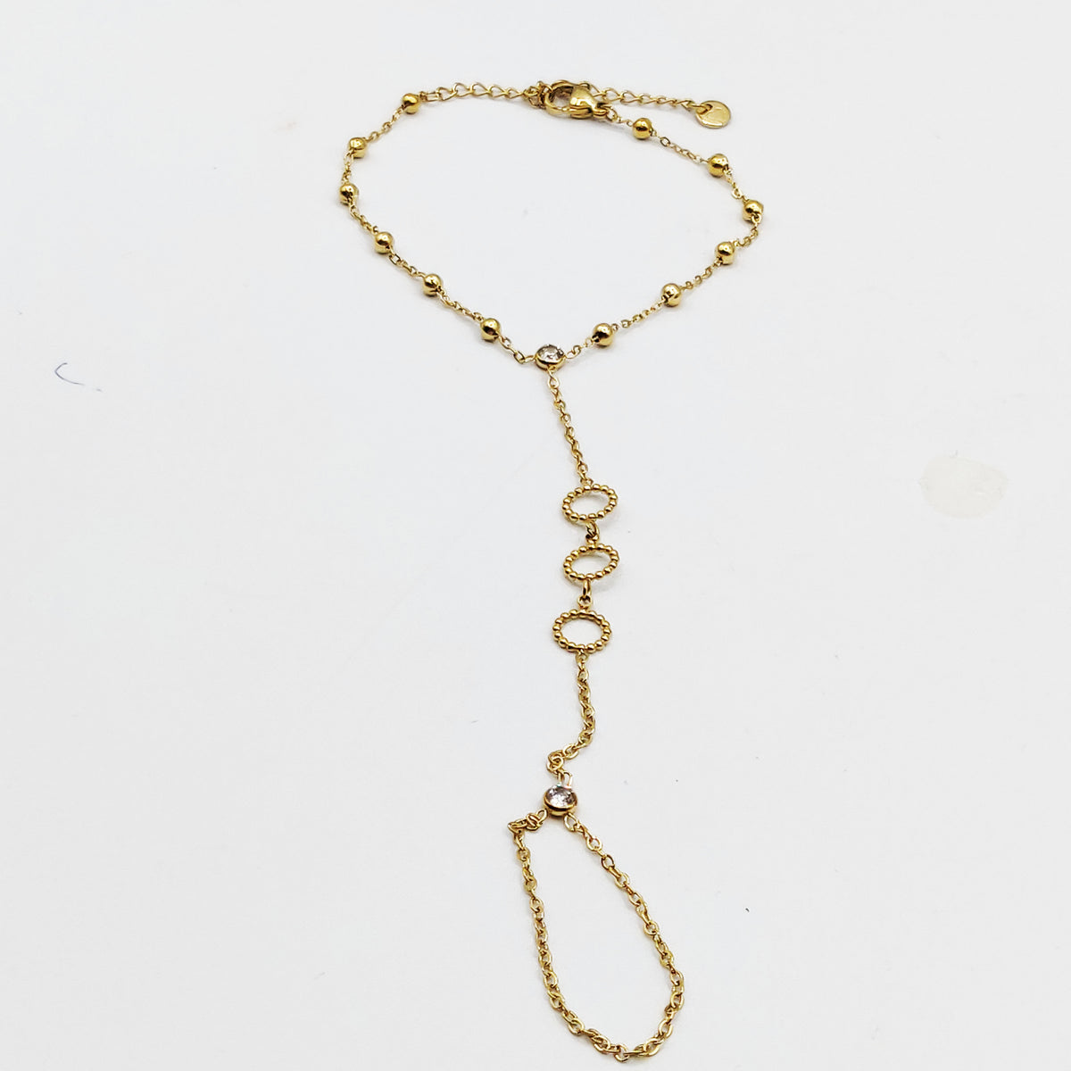 Bracelet / Chaîne de Main Cercles de Perles d'imitation et Perles d'imitation Dorées Luxe