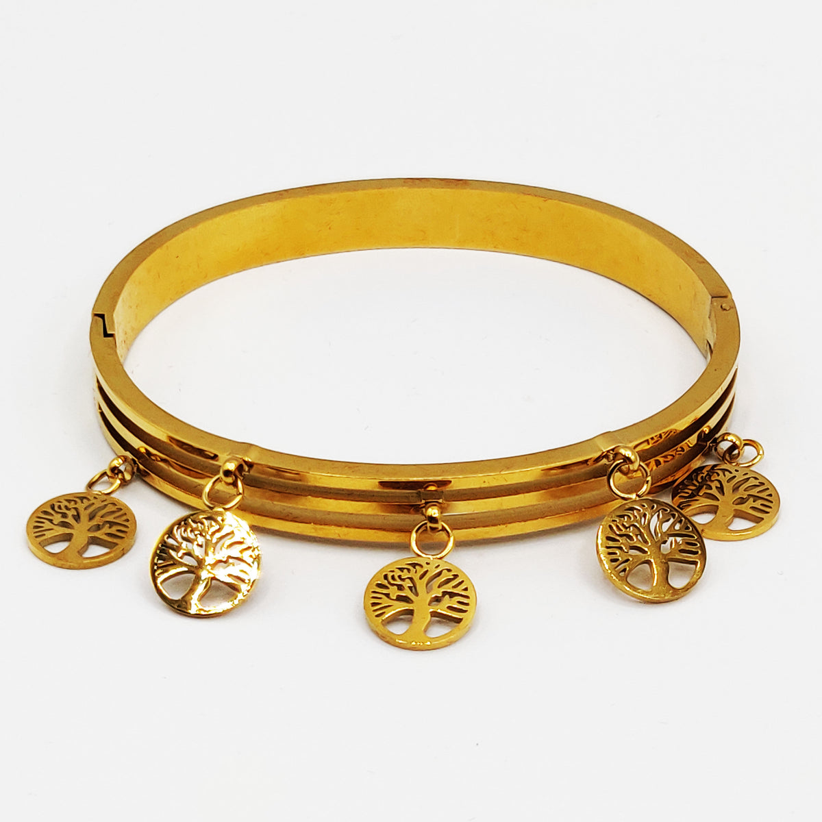 Bracelet Rigide Triple Lignes Multi Pendentifs Eden Luxe