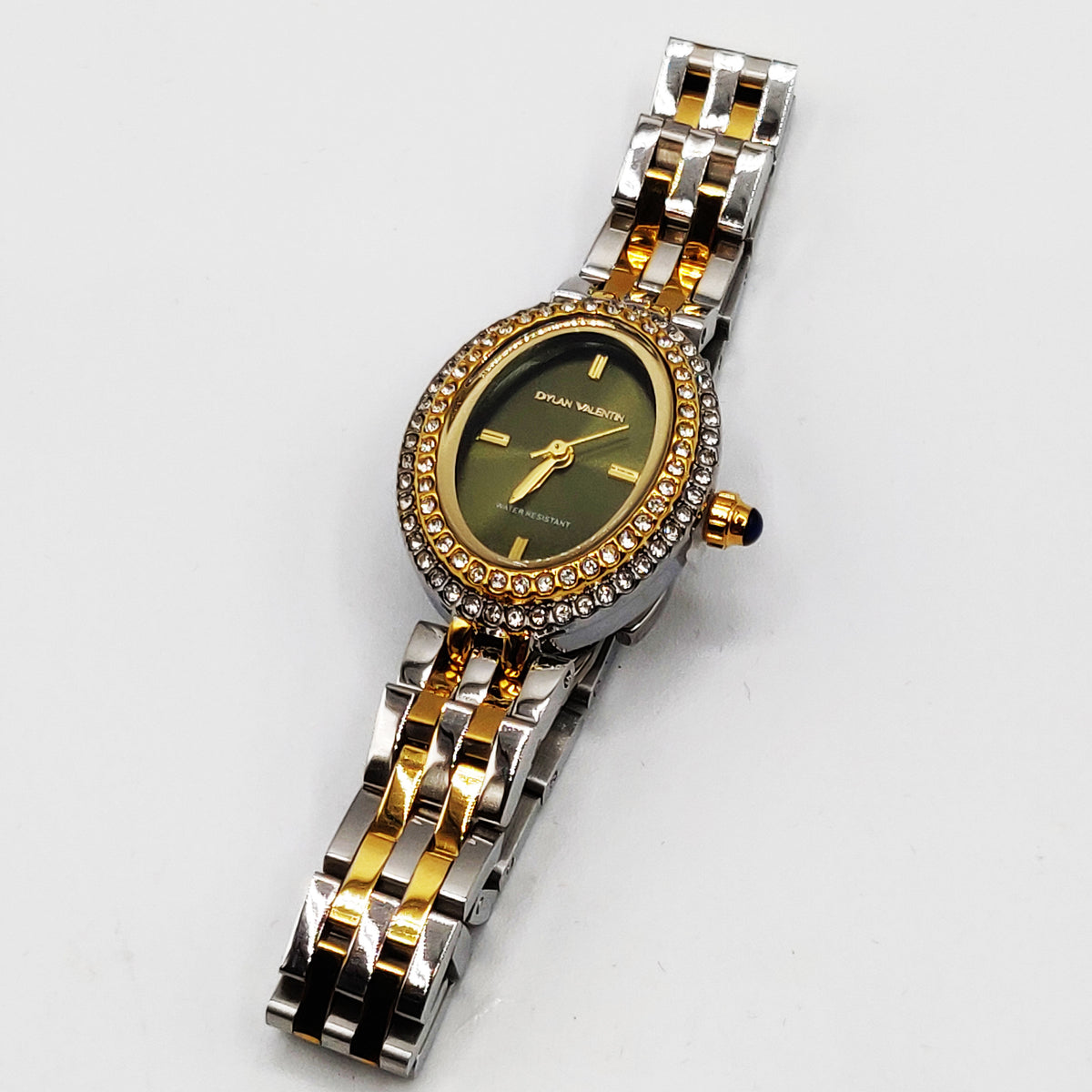 Montre Dylan Valentin DV115125 Fond Vert Olive Bracelet Argenté et Doré