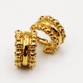 Boucles d'oreilles Double Lignes Boules Orientales et Ligne Dorée Luxe