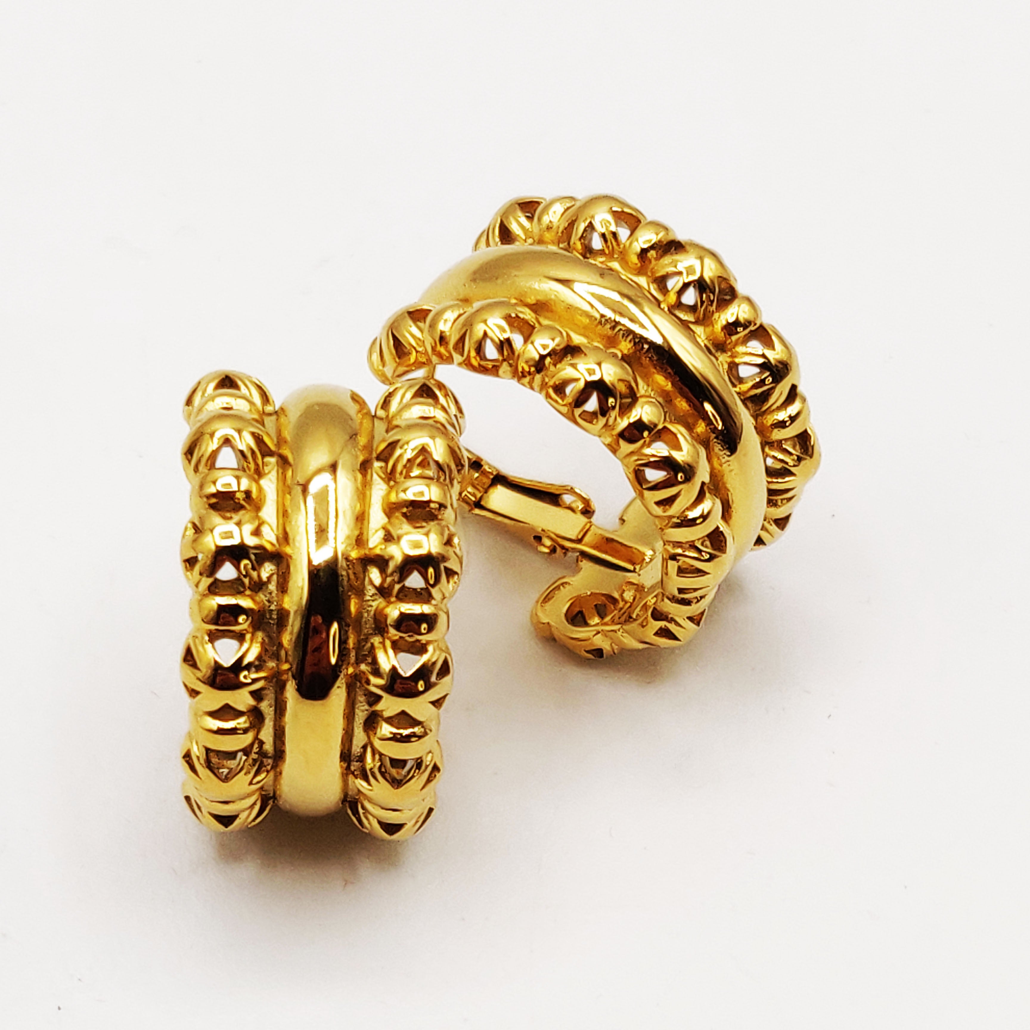 Boucles d'oreilles Double Lignes Boules Orientales et Ligne Dorée Luxe