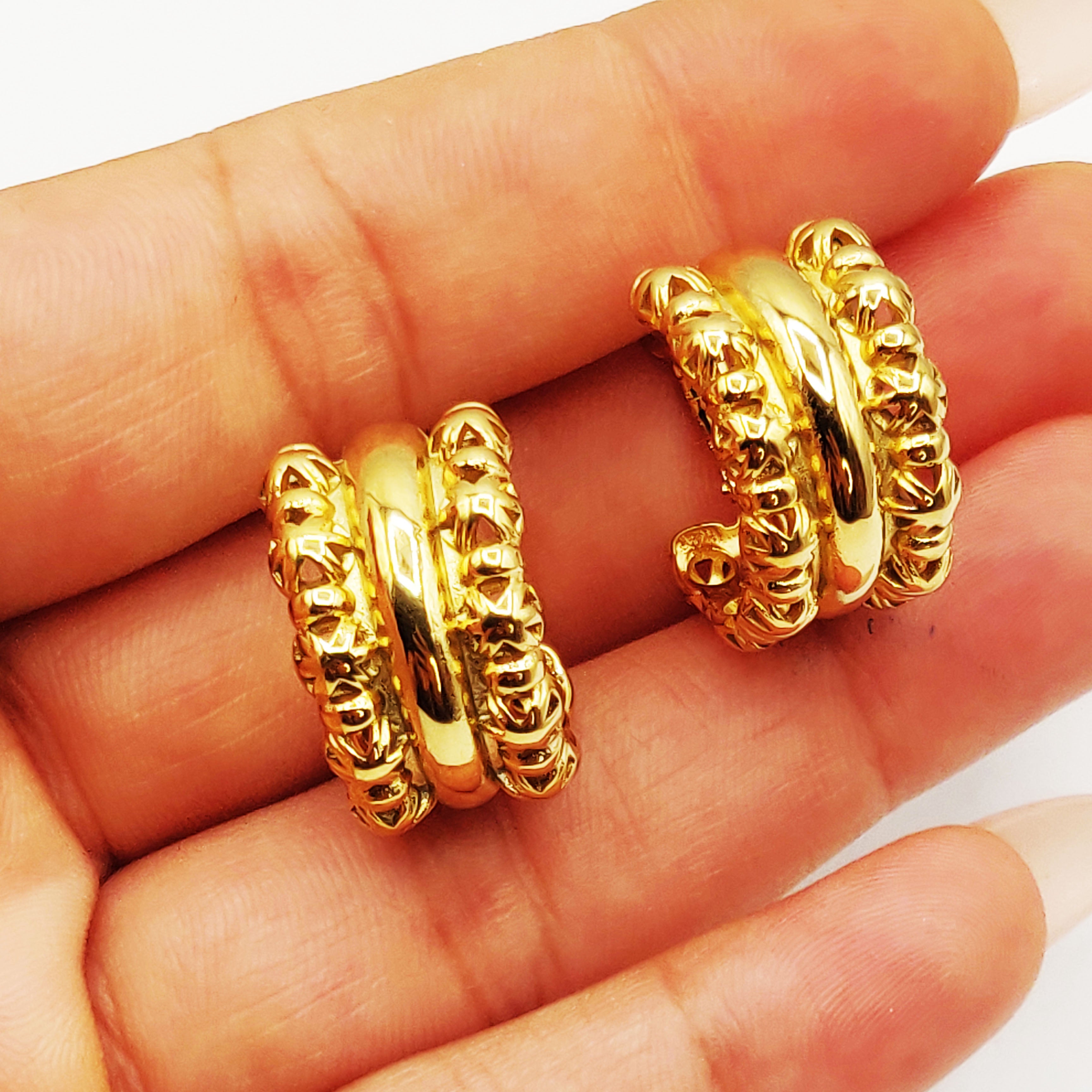 Boucles d'oreilles Double Lignes Boules Orientales et Ligne Dorée Luxe