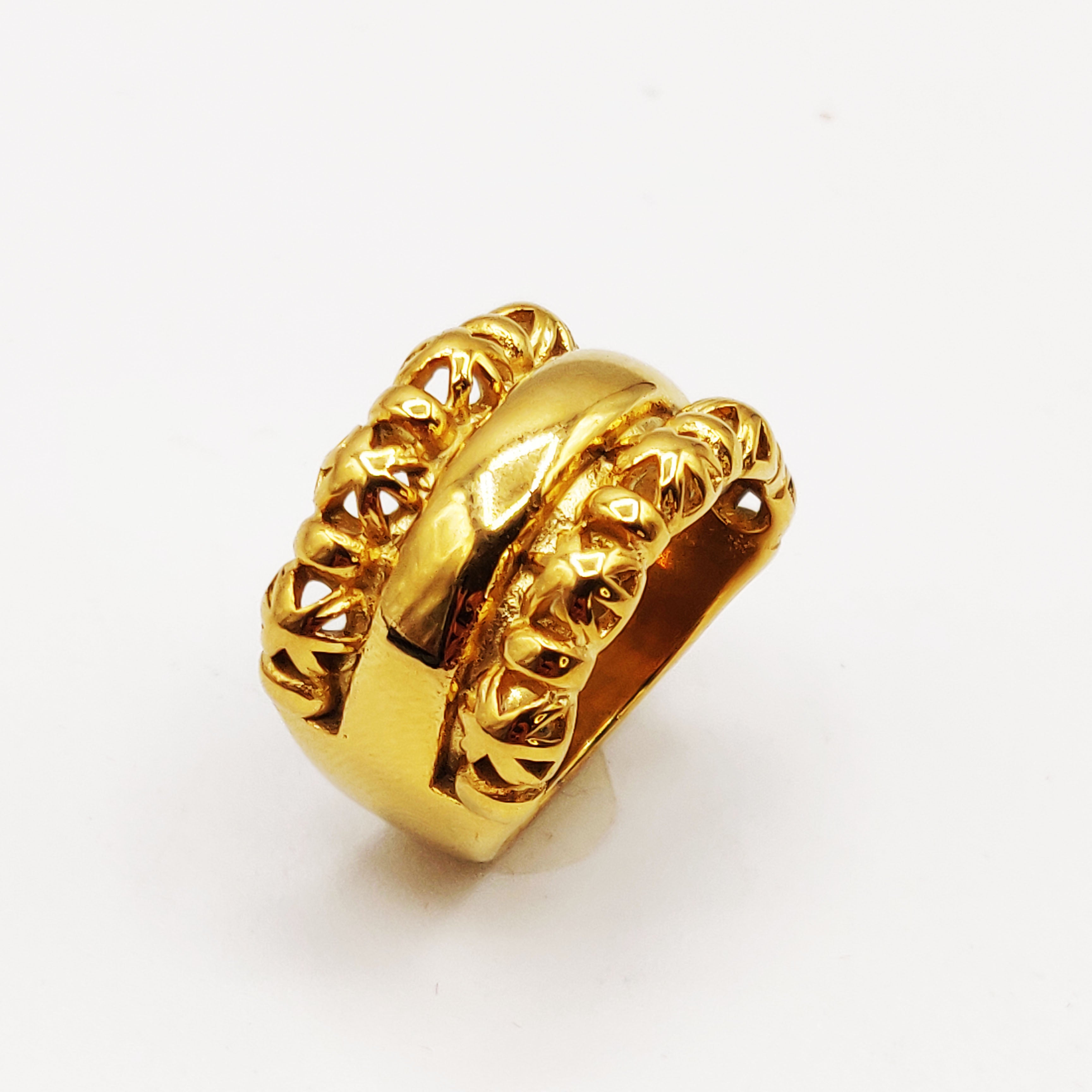 Bague Double Lignes Boules Orientales et Ligne Dorée Luxe