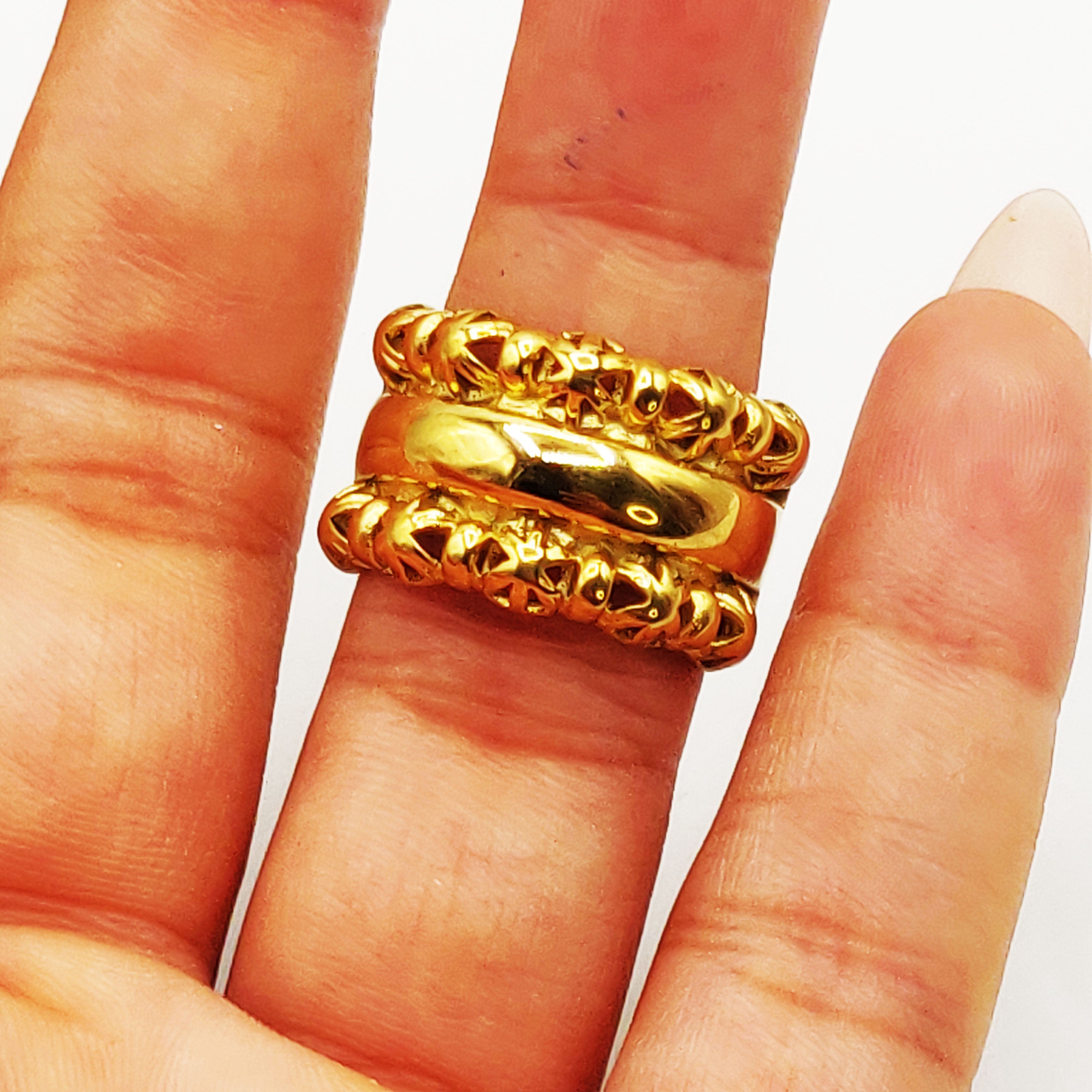 Bague Double Lignes Boules Orientales et Ligne Dorée Luxe