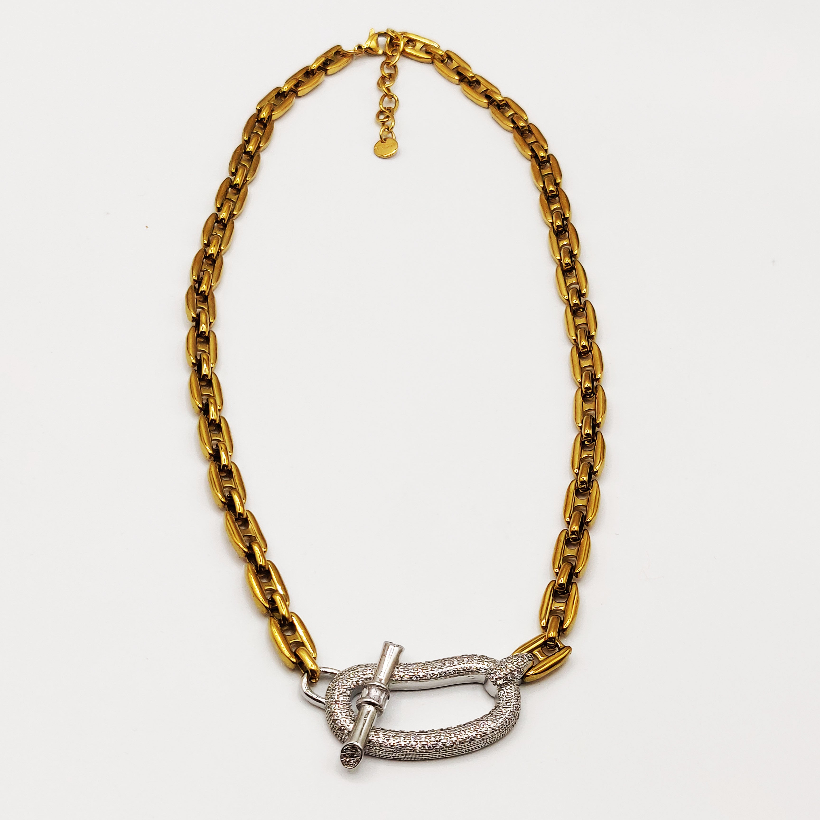 Collier Maille Marine Pendentif T-bar Argenté Luxe