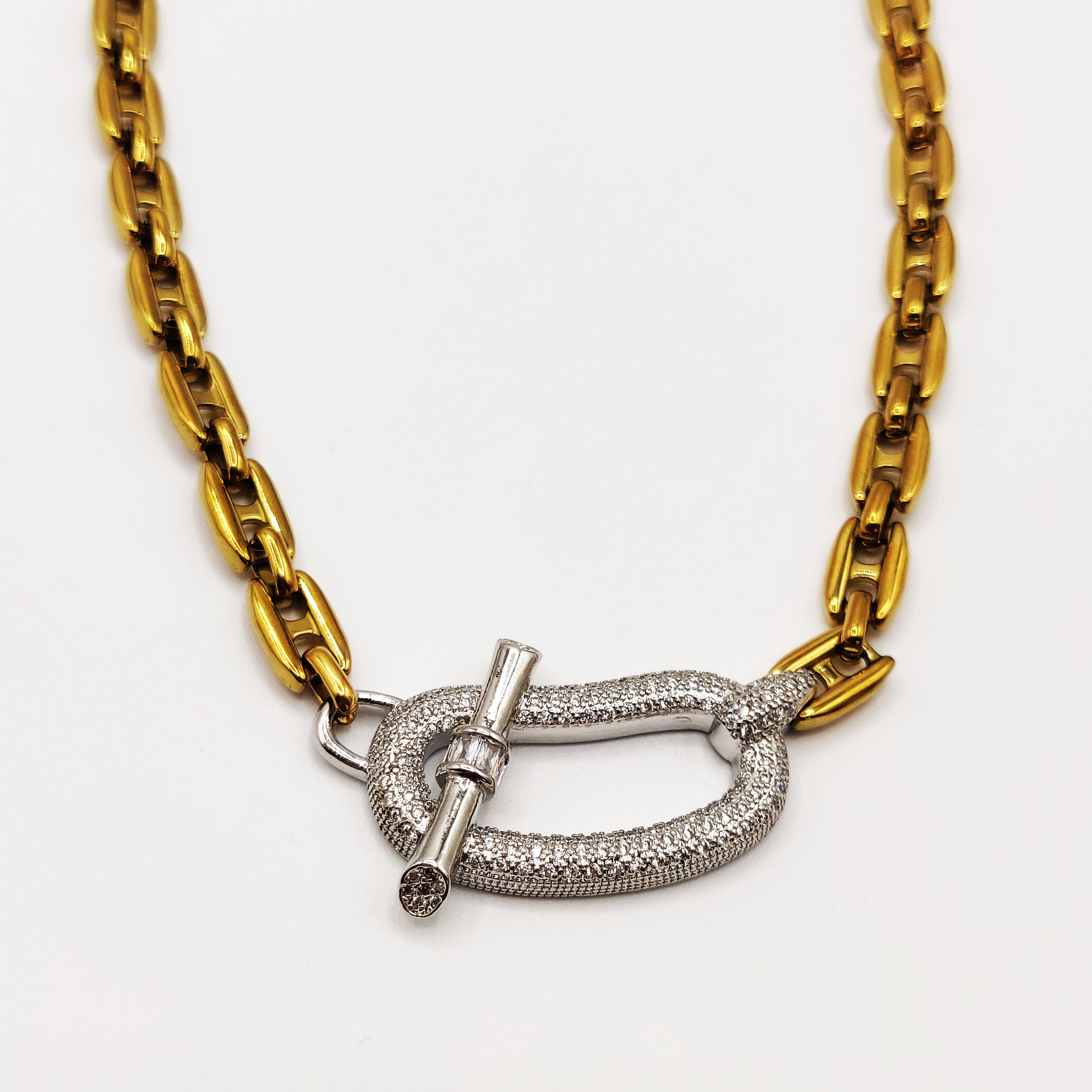 Collier Maille Marine Pendentif T-bar Argenté Luxe