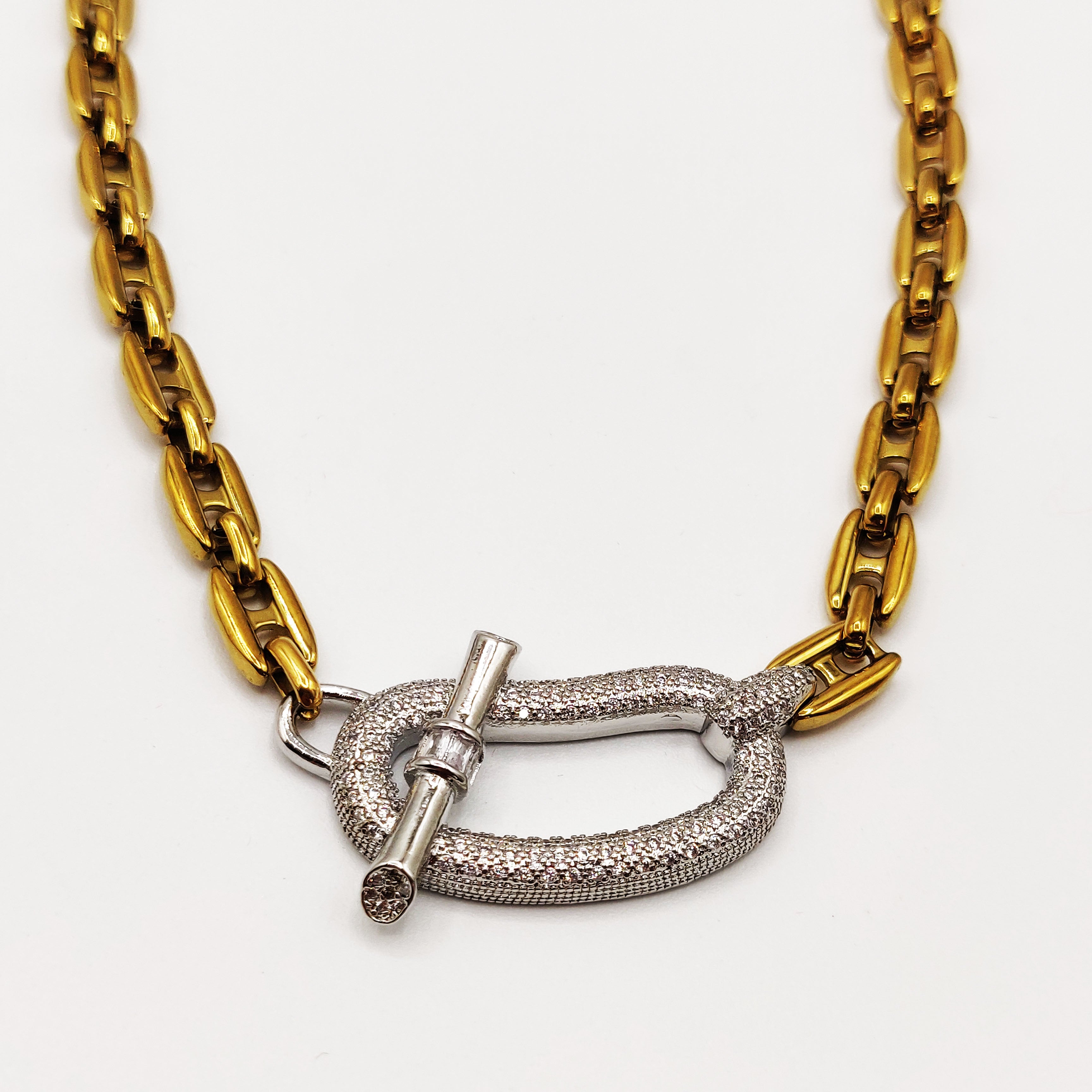 Collier Maille Marine Pendentif T-bar Argenté Luxe