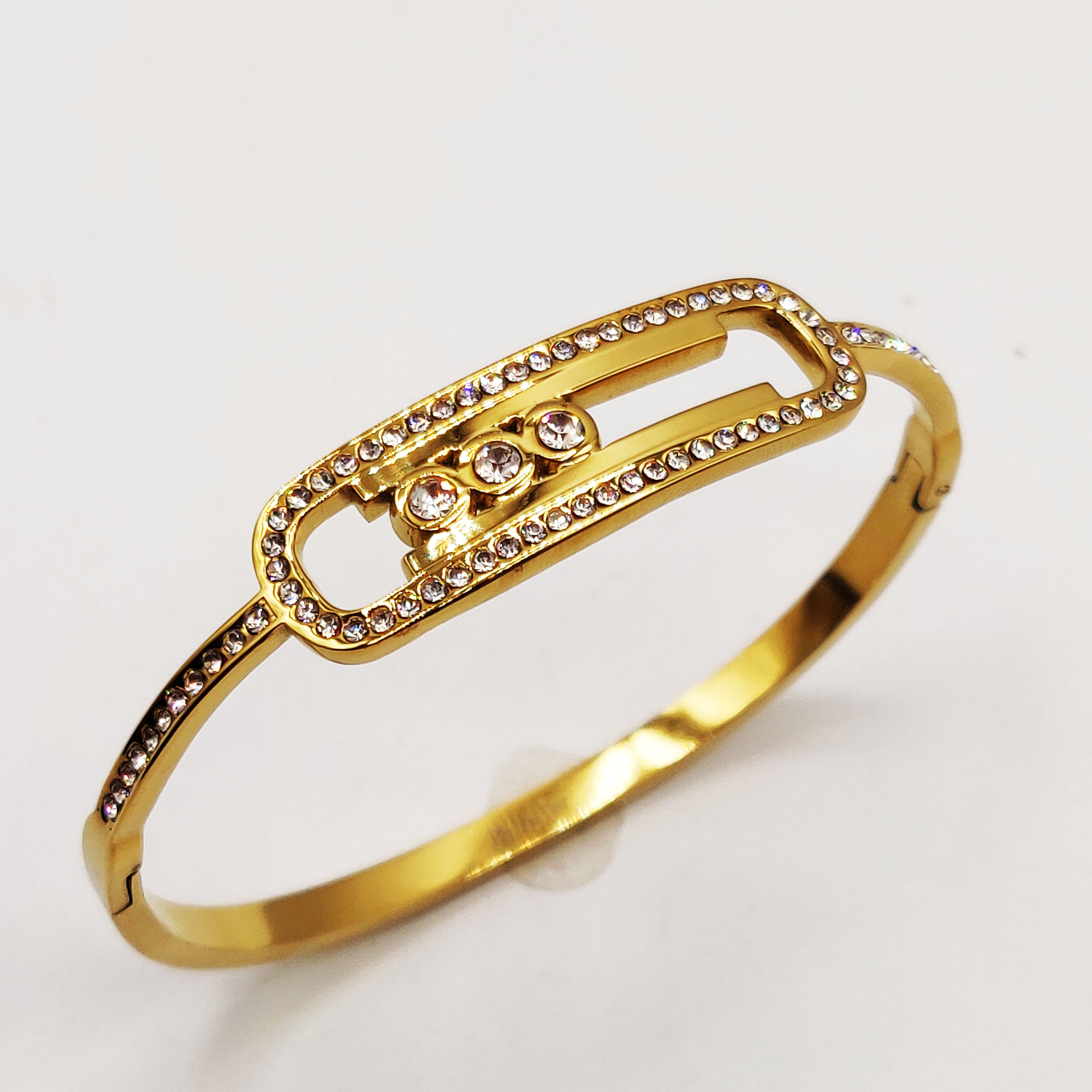 Bracelet Rigide Mexicain Double Barres Cristaux Luxe