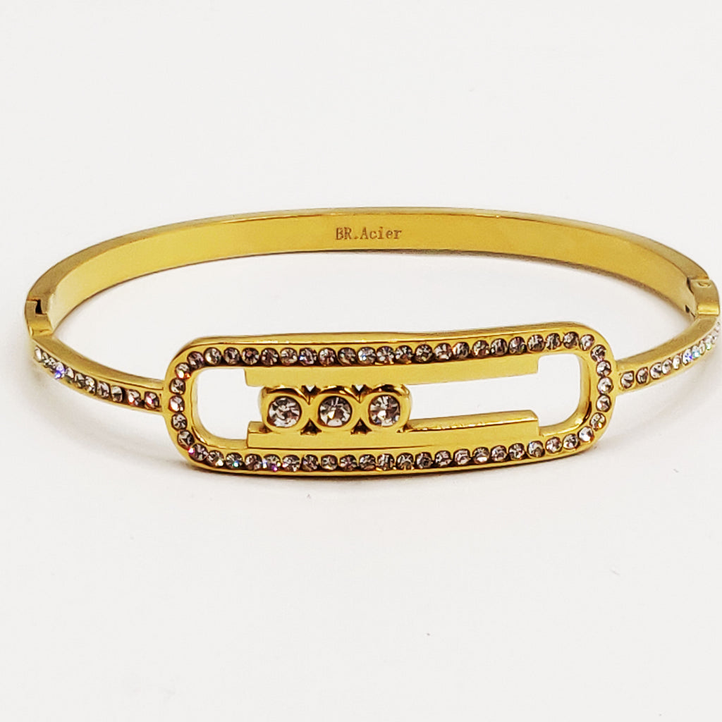 Bracelet Rigide Mexicain Double Barres Cristaux Luxe