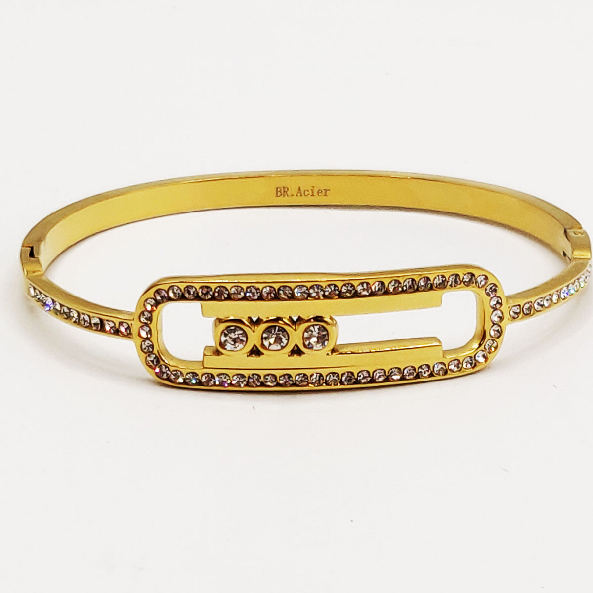 Bracelet Rigide Mexicain Double Barres Cristaux Luxe