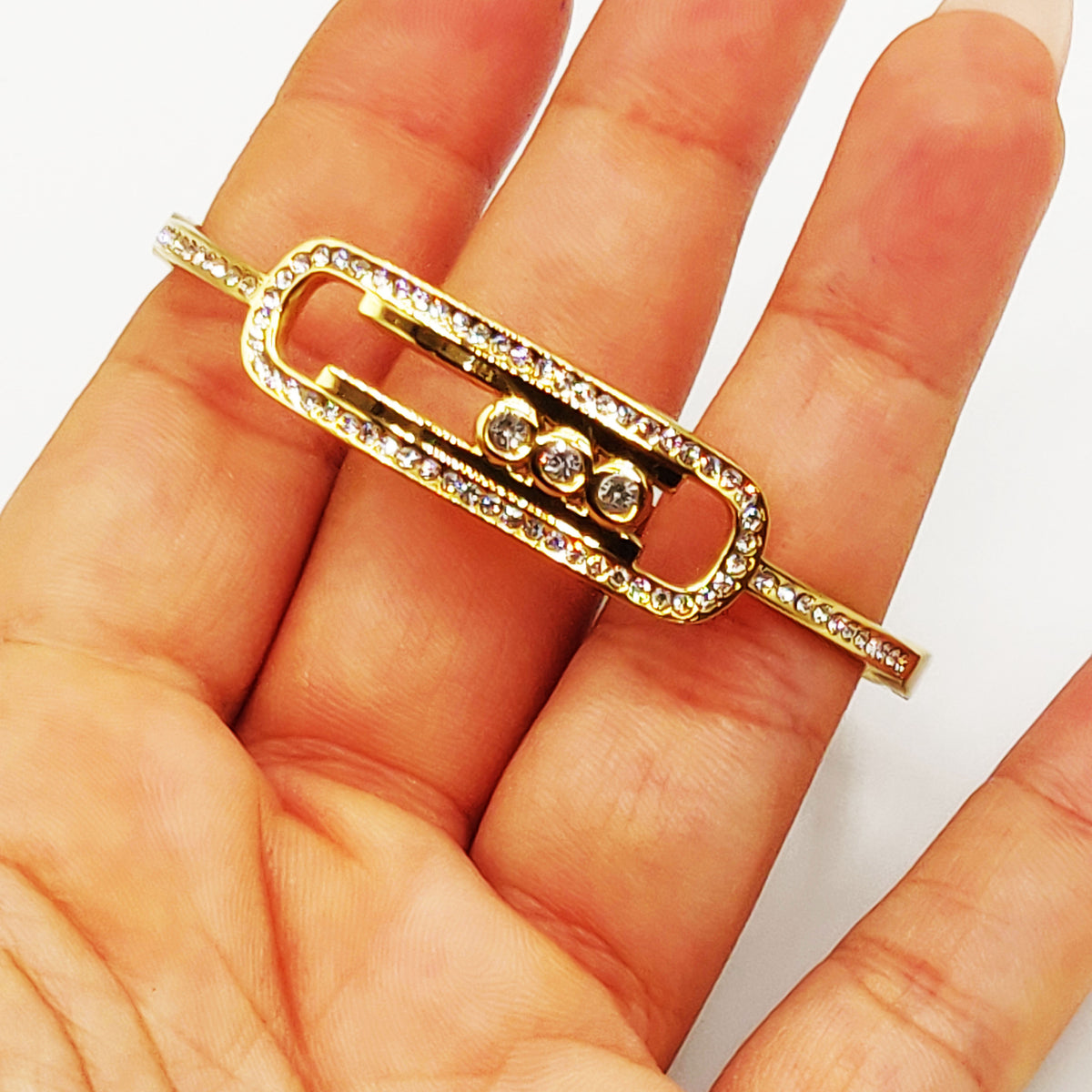 Bracelet Rigide Mexicain Double Barres Cristaux Luxe