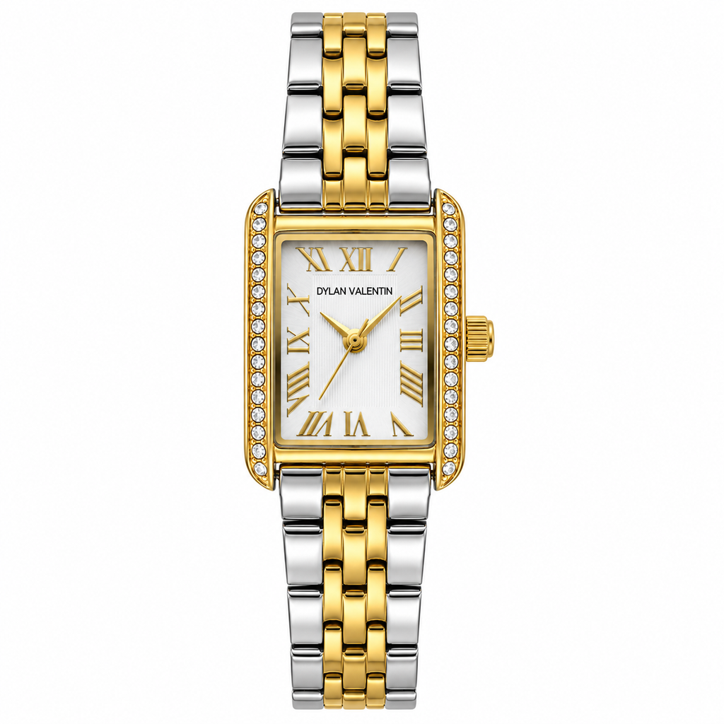 Montre Dylan Valentin DV100112 Fond Blanc Bracelet Argenté et Doré