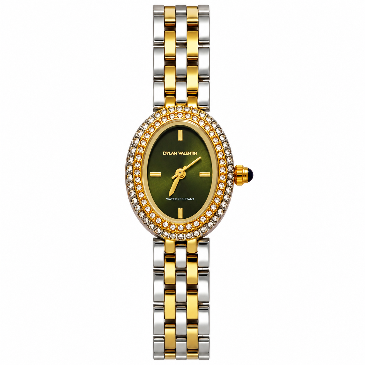 Montre Dylan Valentin DV115125 Fond Vert Olive Bracelet Argenté et Doré