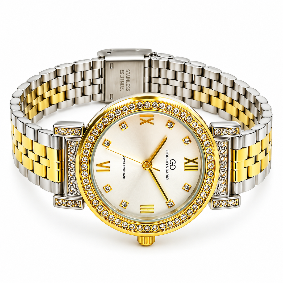 Montre Giorgio & Dario EU6562 Bracelet Argenté et Doré Fond Blanc