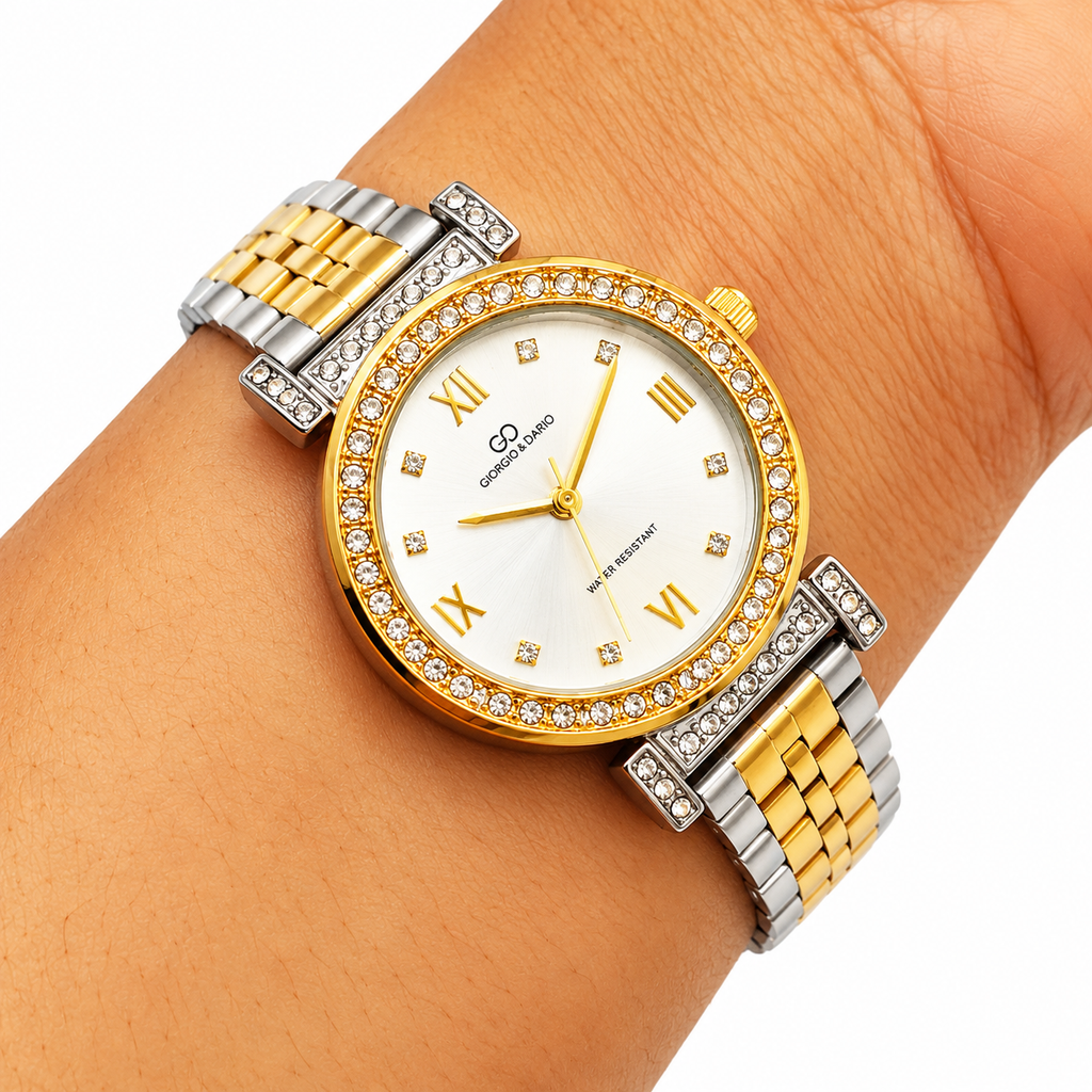 Montre Giorgio & Dario EU6562 Bracelet Argenté et Doré Fond Blanc