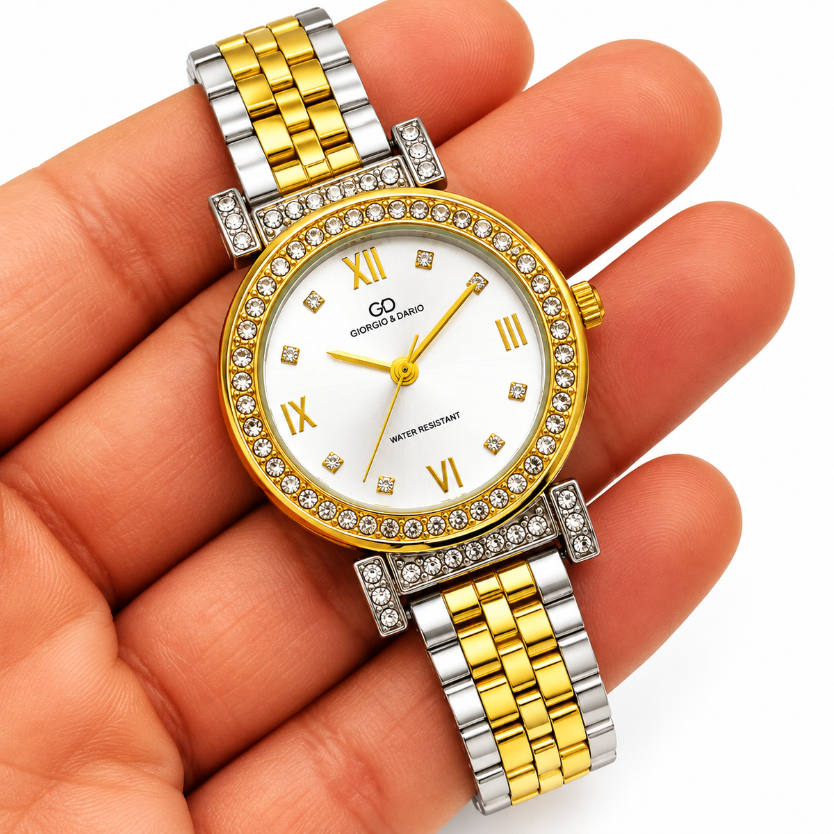 Montre Giorgio & Dario EU6562 Bracelet Argenté et Doré Fond Blanc