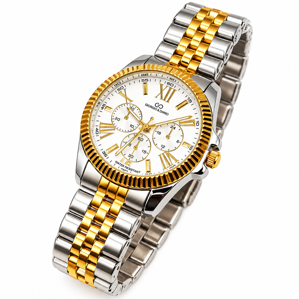 Montre HC EU6441 Fond Blanc Bracelet Argenté et Doré