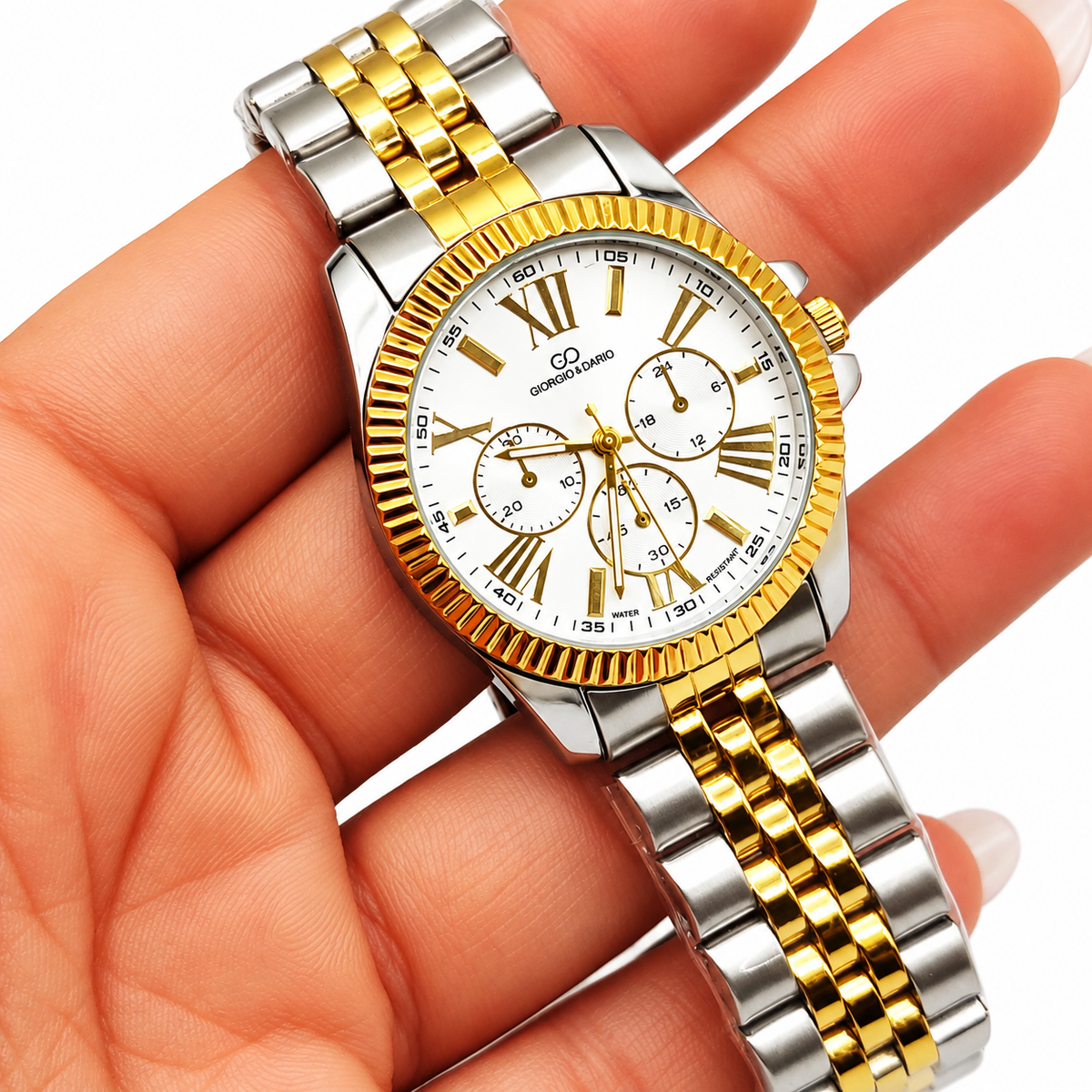 Montre HC EU6441 Fond Blanc Bracelet Argenté et Doré