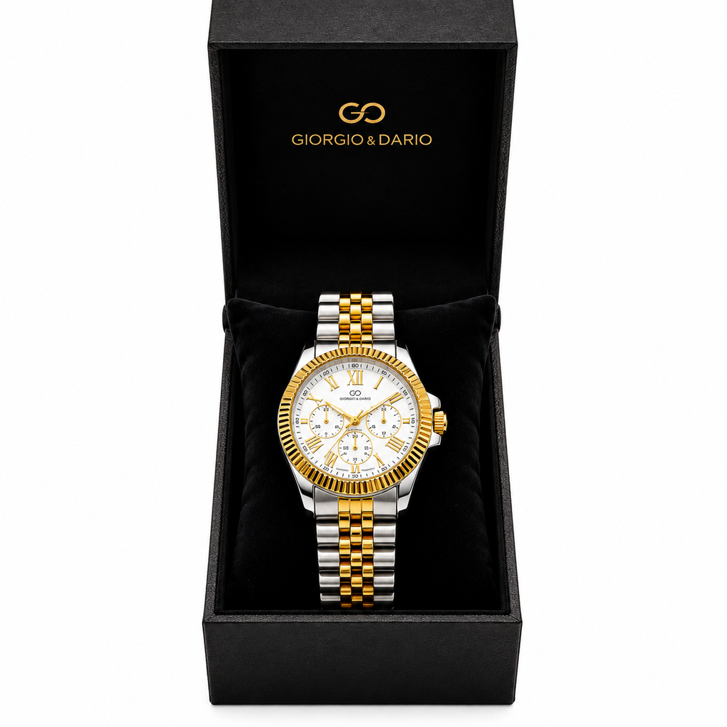 Montre HC EU6441 Fond Blanc Bracelet Argenté et Doré