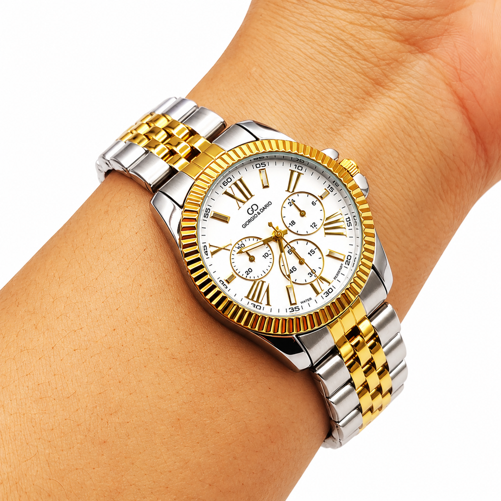 Montre HC EU6441 Fond Blanc Bracelet Argenté et Doré