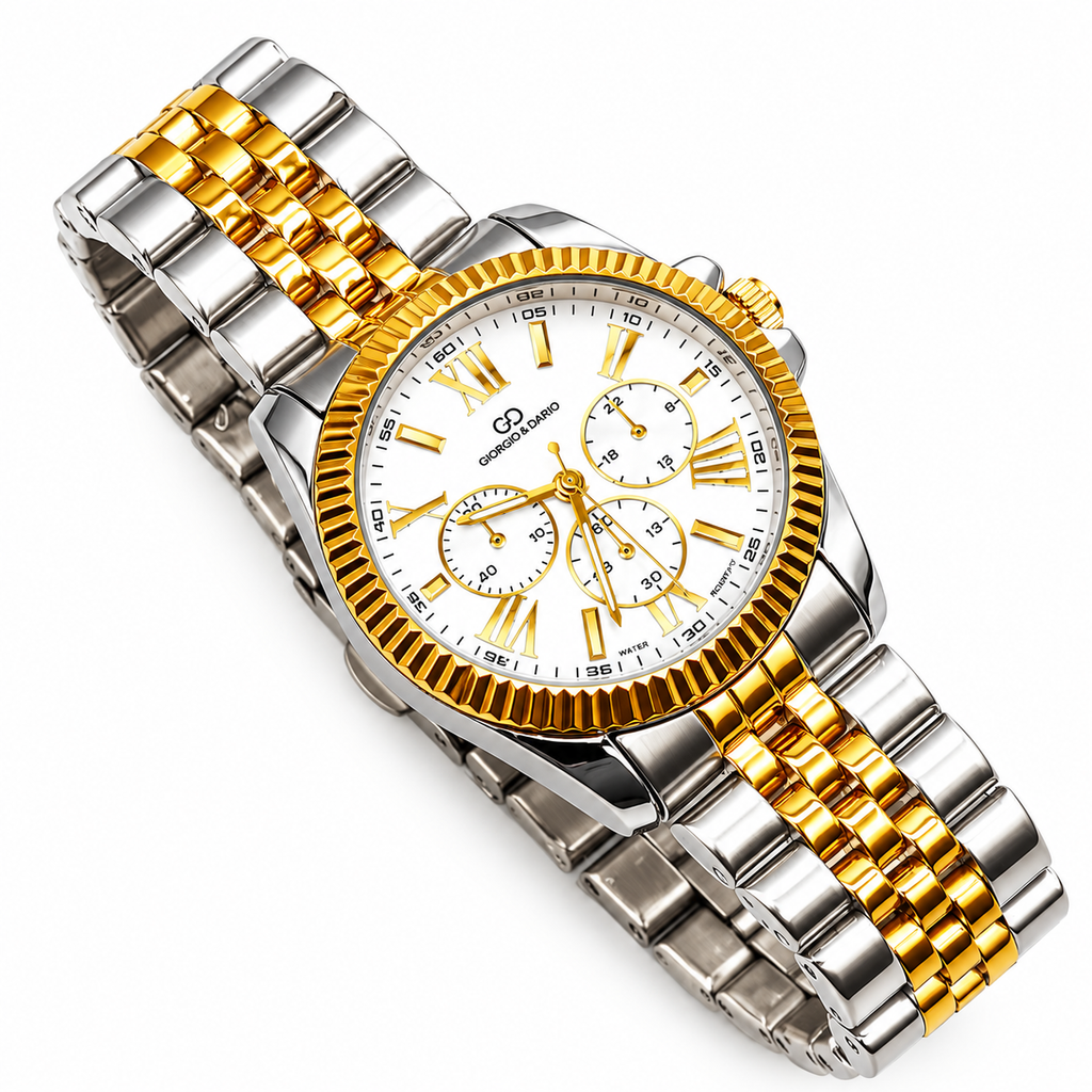 Montre HC EU6441 Fond Blanc Bracelet Argenté et Doré
