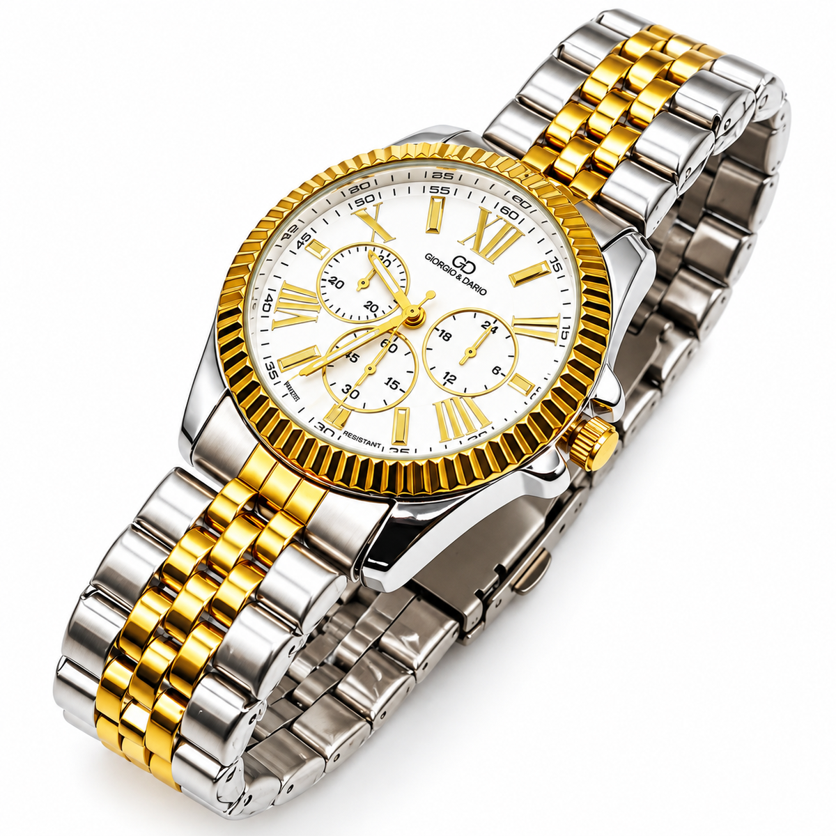 Montre HC EU6441 Fond Blanc Bracelet Argenté et Doré