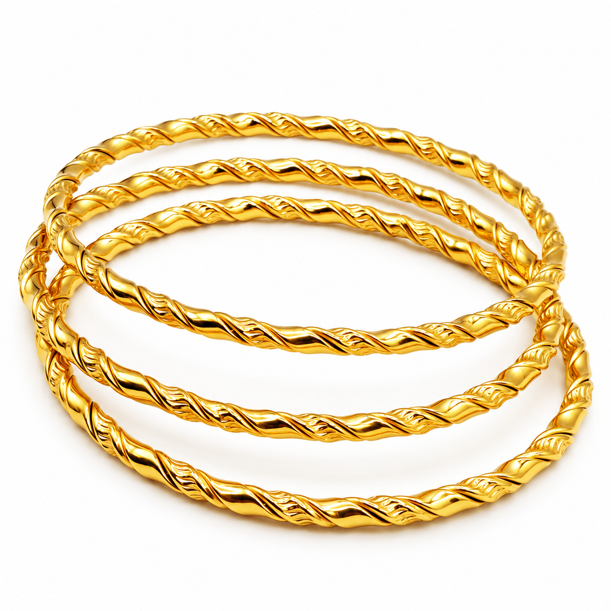 Trio de Bracelets Rigides Torsadés Luxe